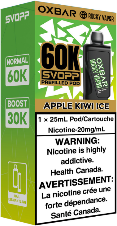 Apple Kiwi Ice Rocky Vapor Oxbar Svopp 60K