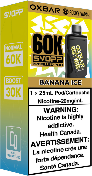 Banana Ice Rocky Vapor Oxbar Svopp 60K
