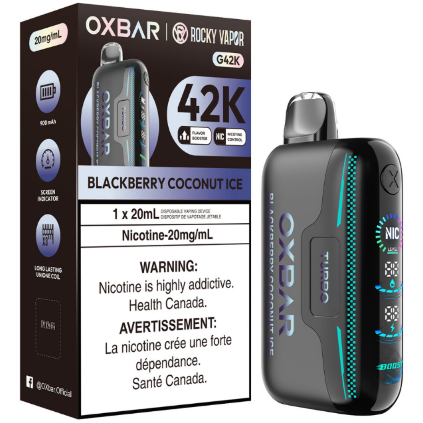 Blackberry Coconut Ice ROCKY VAPOR OXBAR G42K