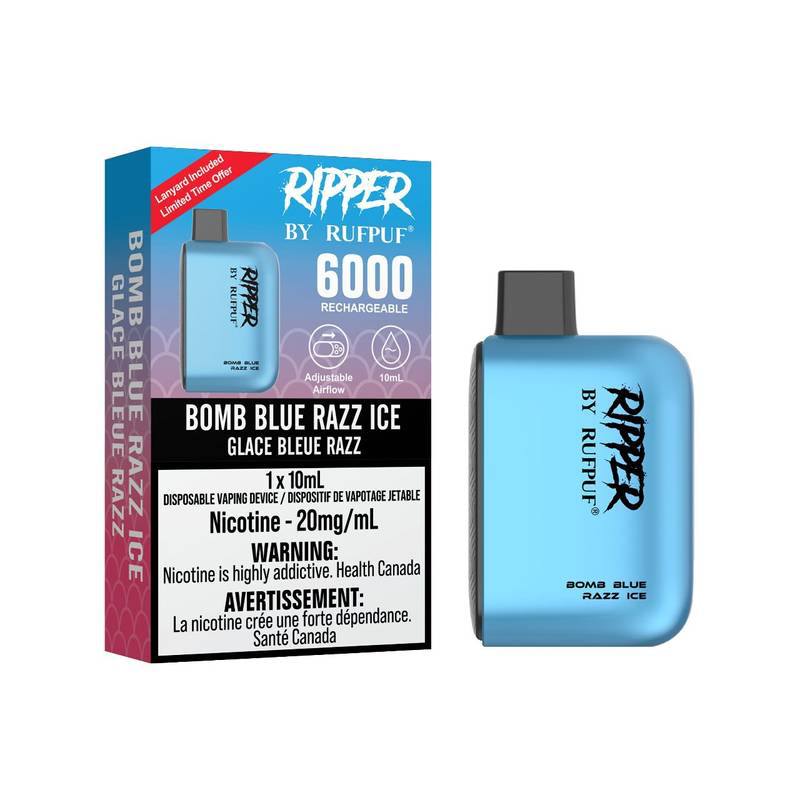 RUFPUF Ripper 6000 Disposable - Bomb Blue Razz Ice – Cloud Island Vapour