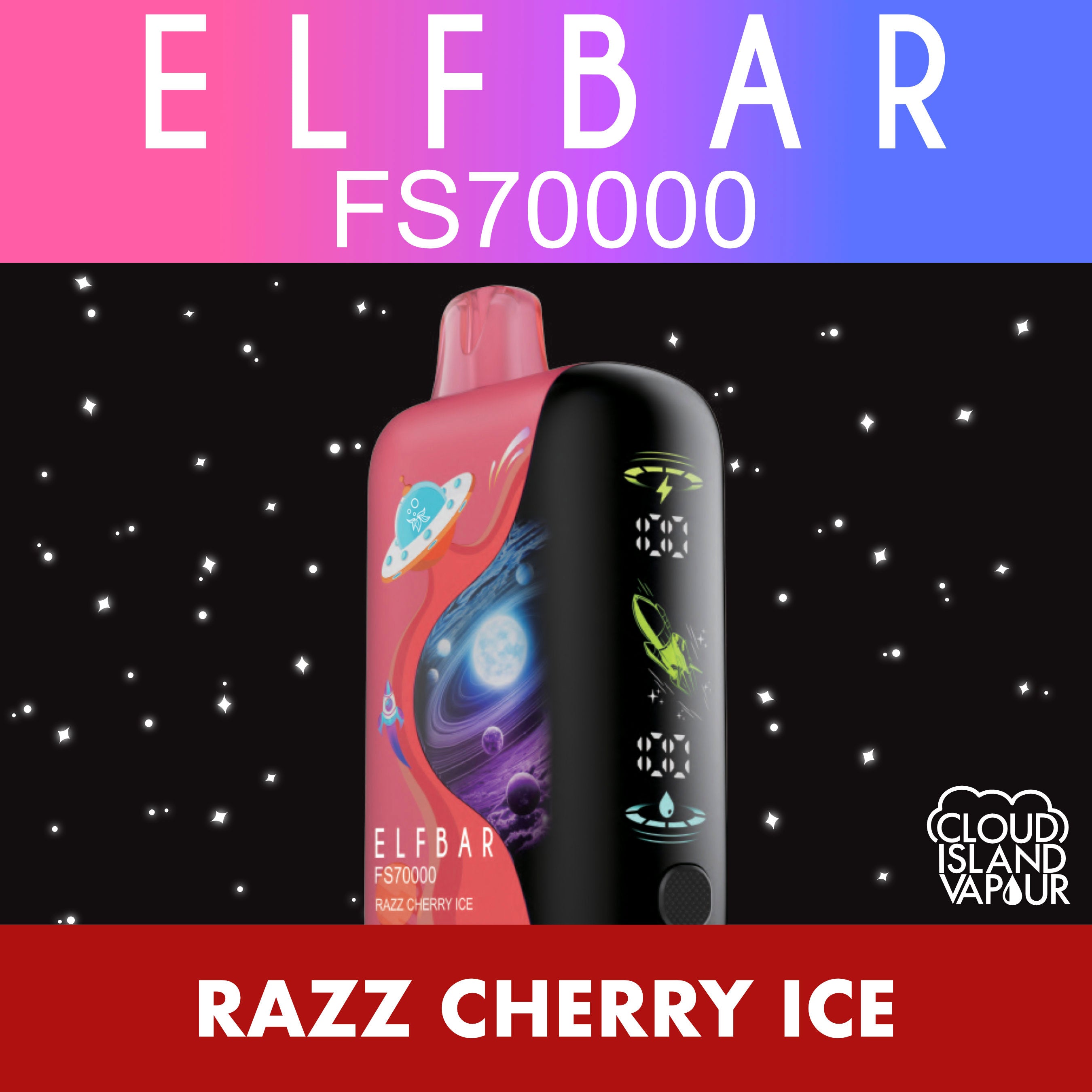 ELF BAR FS70K Disposable Vape - Razz Cherry Ice – Cloud Island Vapour