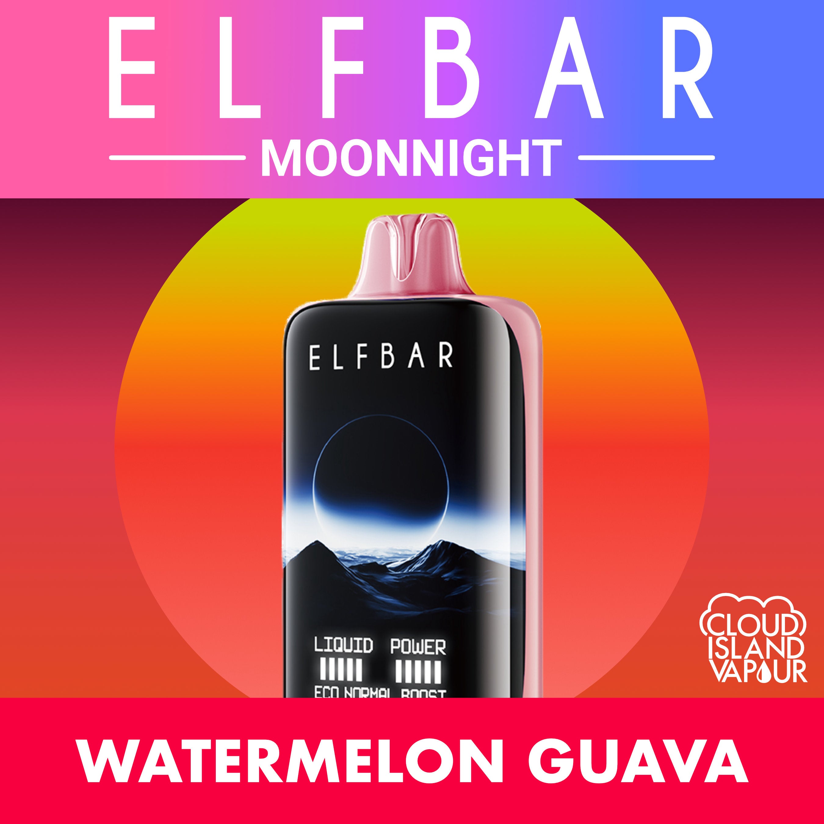 ELF BAR MOONNIGHT 70K Disposable Vape - Watermelon Guava Cloud Island Vapour ELF BAR MOONNIGHT 70K Disposable Vape - Watermelon Guava Cloud Island Vapour