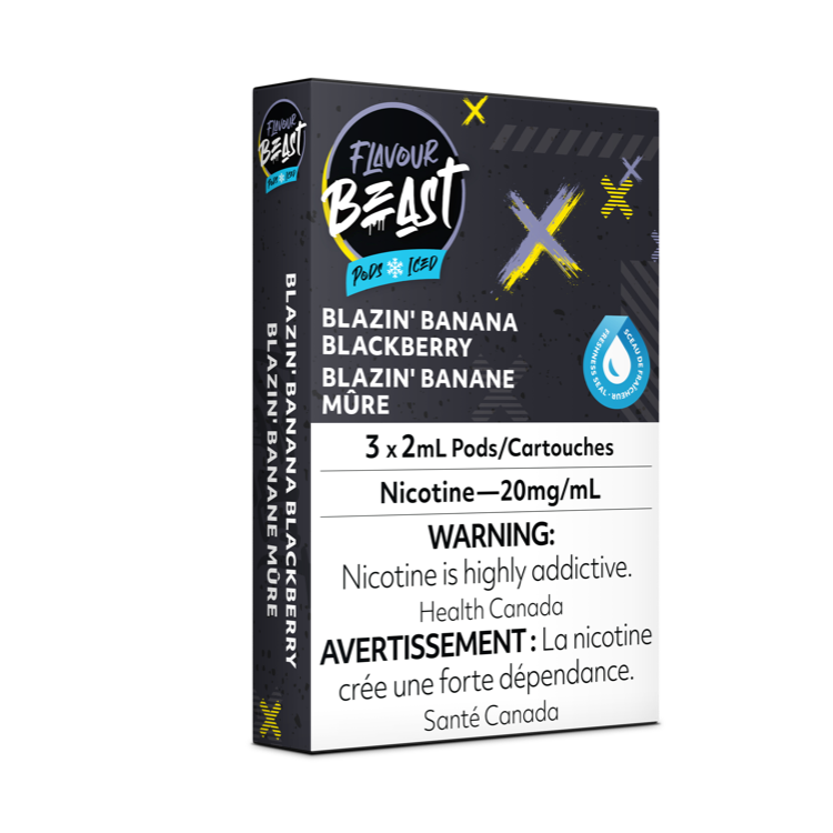 Flavour Beast Prefilled e-liquid vape Pods 3-pack Blazin' Banana Blackberry