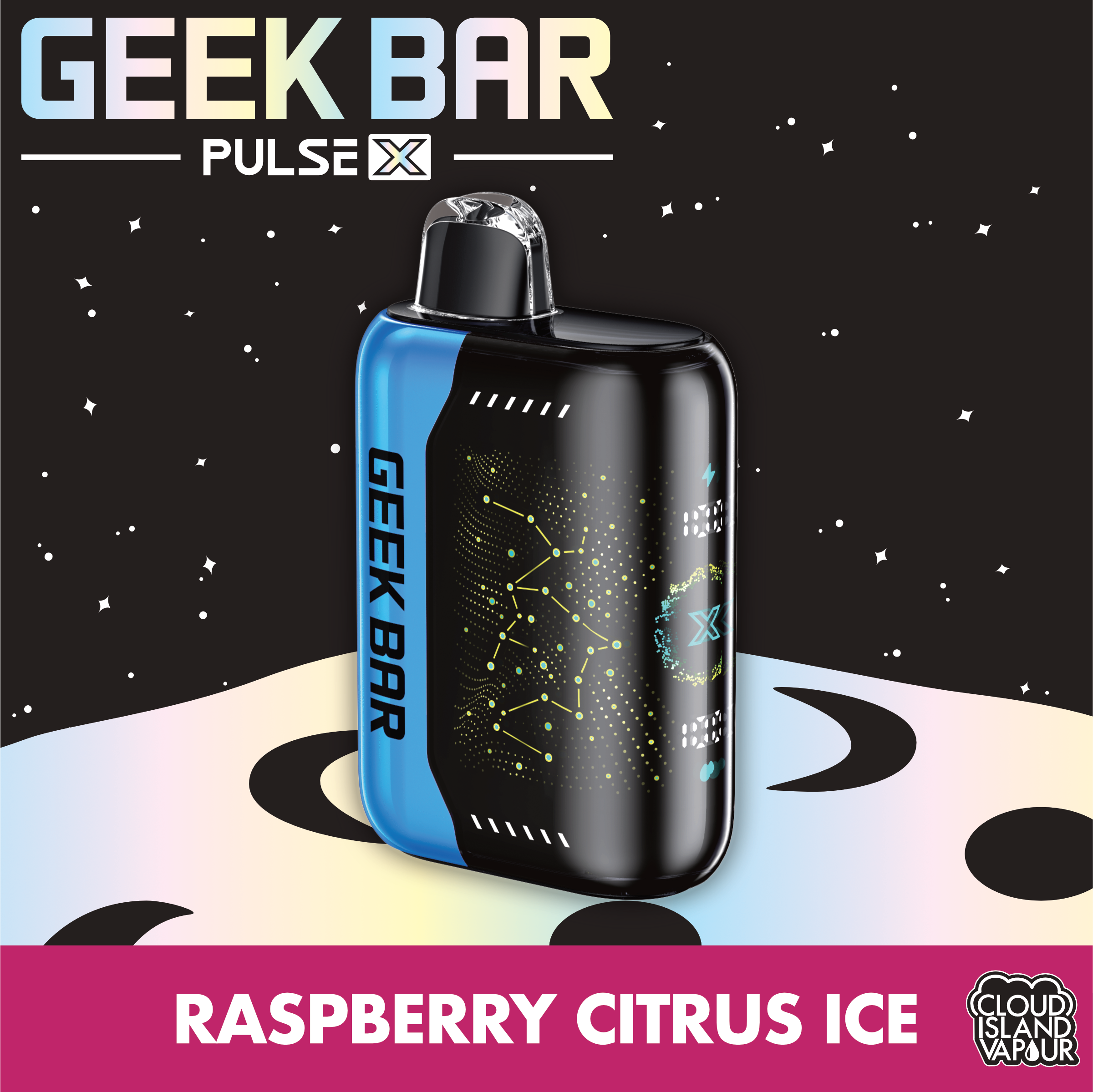 GEEK BAR PULSE X Disposable Vape - Raspberry Citrus Ice Cloud Island Vapour GEEK BAR PULSE X Disposable Vape - Raspberry Citrus Ice Cloud Island Vapour