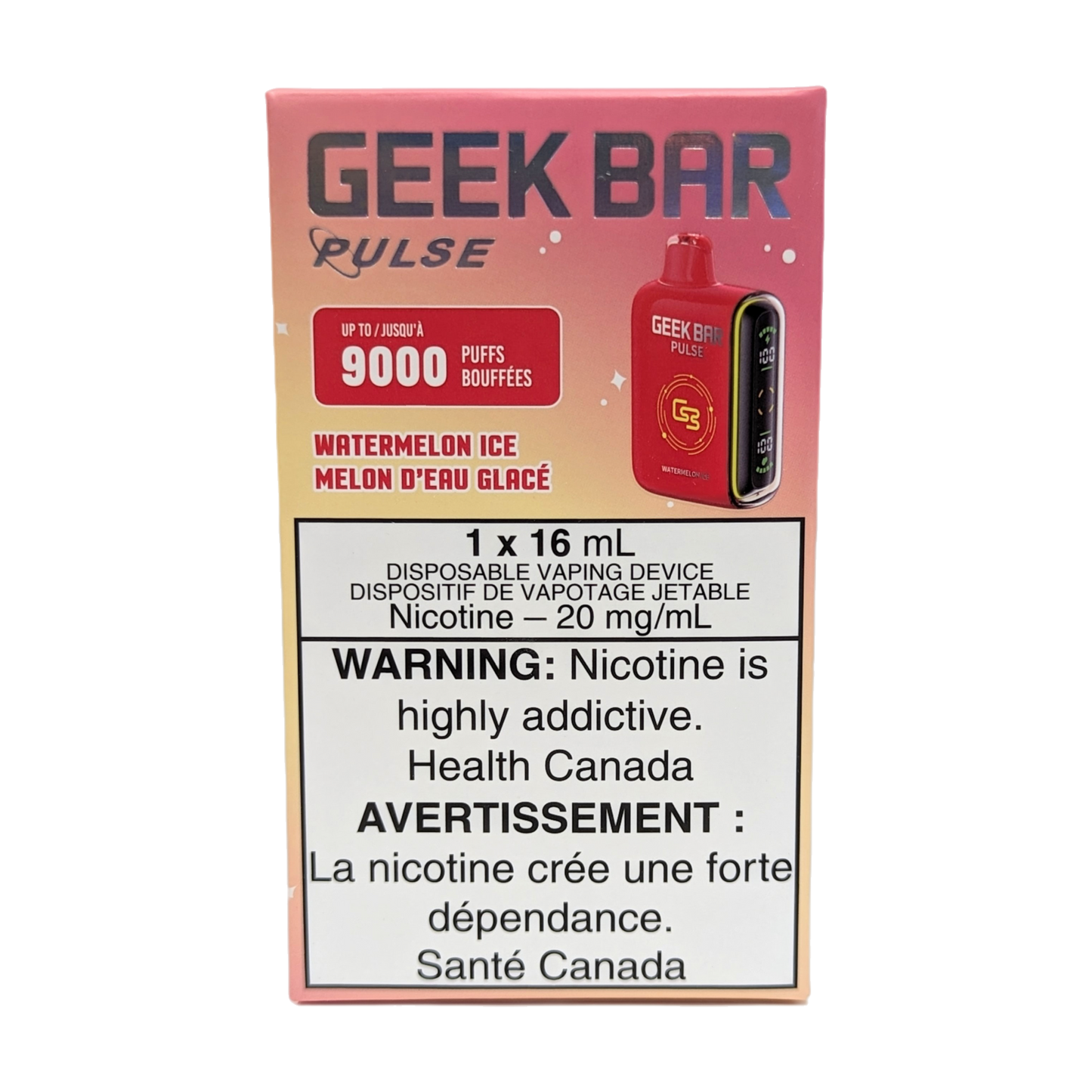 GEEK BAR Pulse 9000 Disposable Vape packaging in the flavour Watermelon Ice