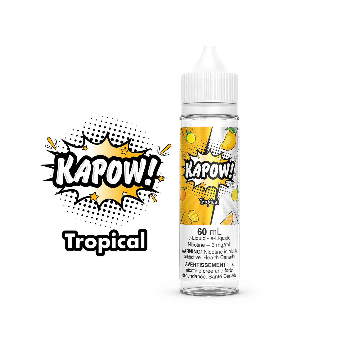 Kapow E-Liquid 60ml bottle in the flavour Tropical