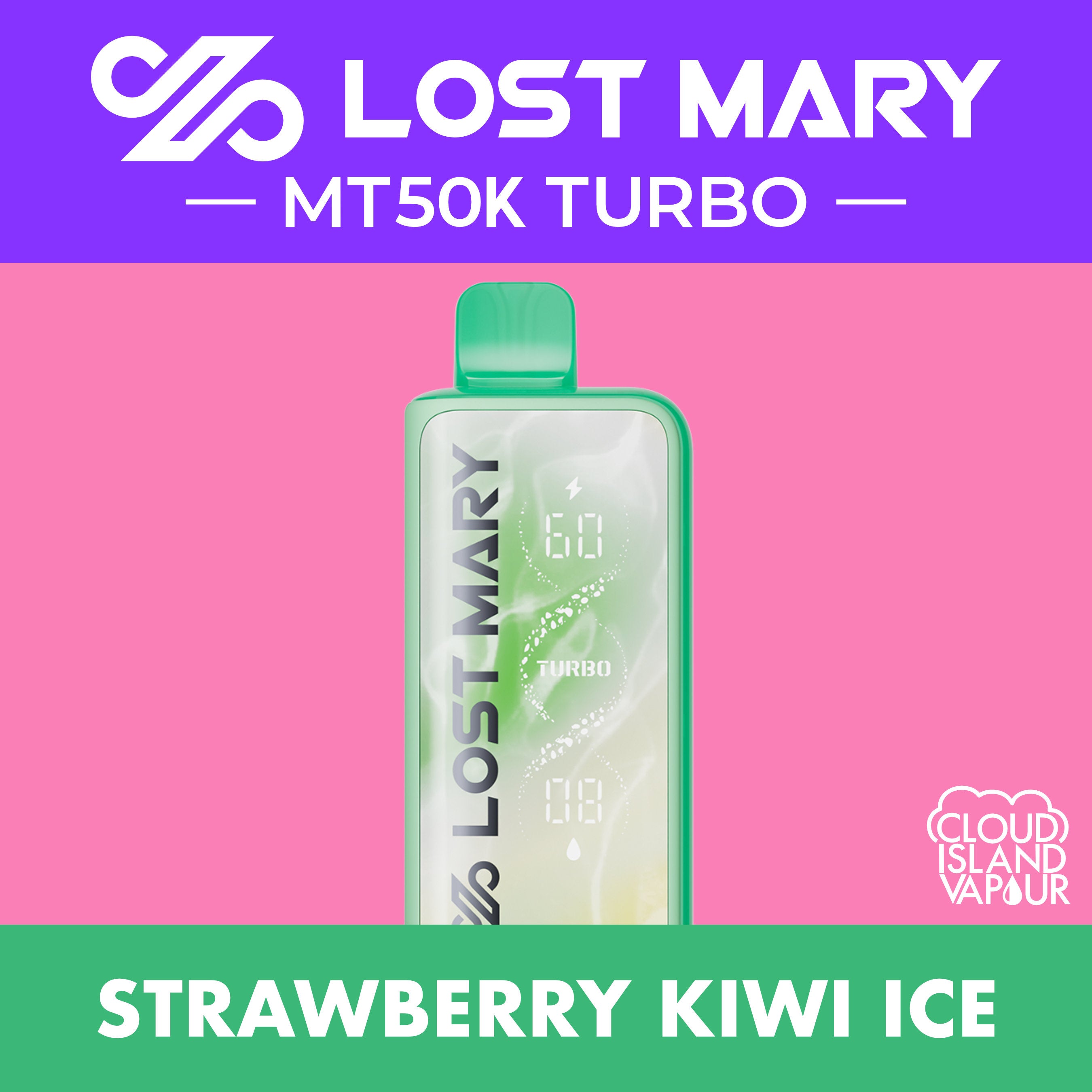 LOST MARY MT50K TURBO Disposable Vape - Strawberry Kiwi Ice Cloud Island Vapour LOST MARY MT50K TURBO Disposable Vape - Strawberry Kiwi Ice Cloud Island Vapour