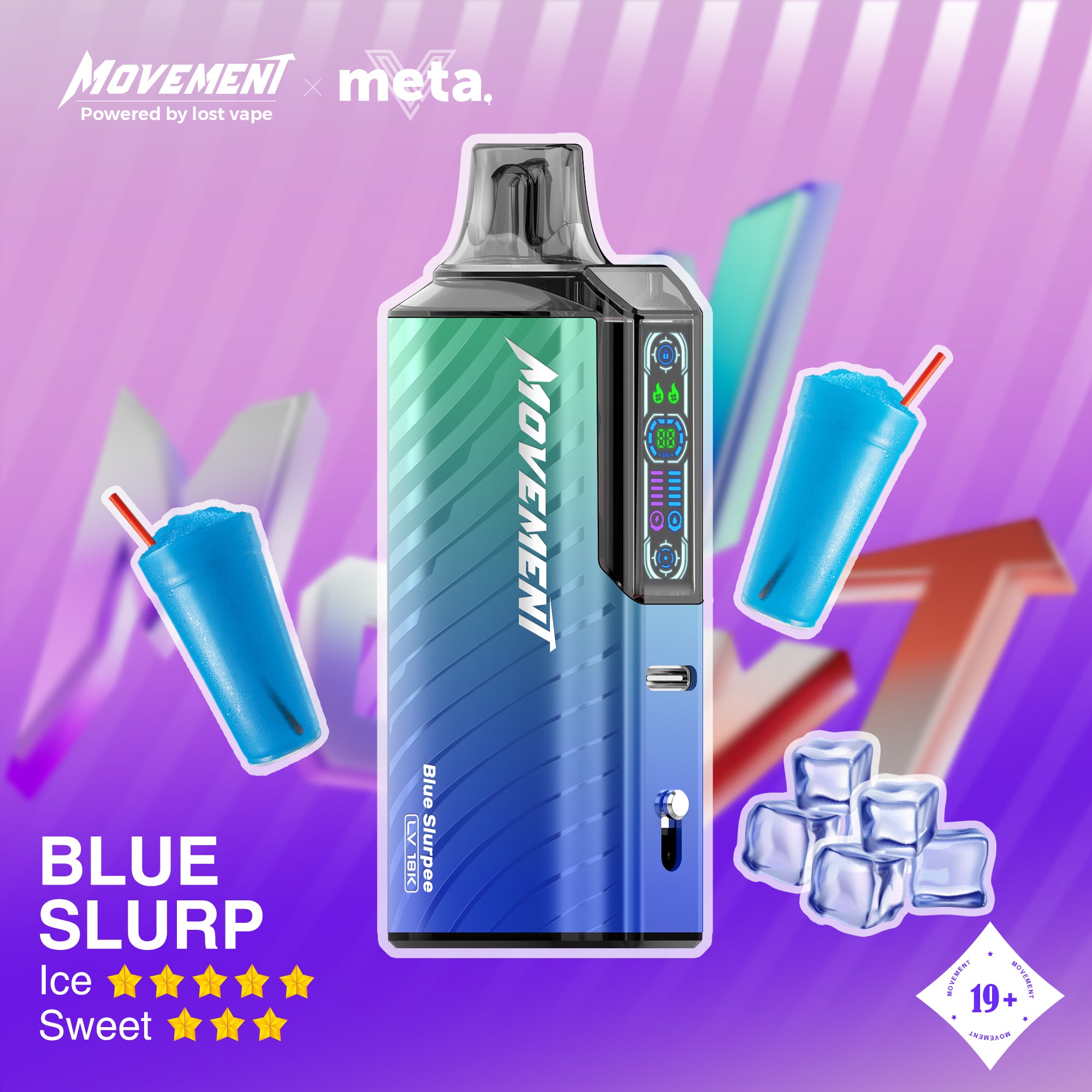 Lost Vape Movement LV 18K Disposable Vape - Blue Slurp Cloud Island Vapour Lost Vape Movement LV 18K Disposable Vape - Blue Slurp Cloud Island Vapour