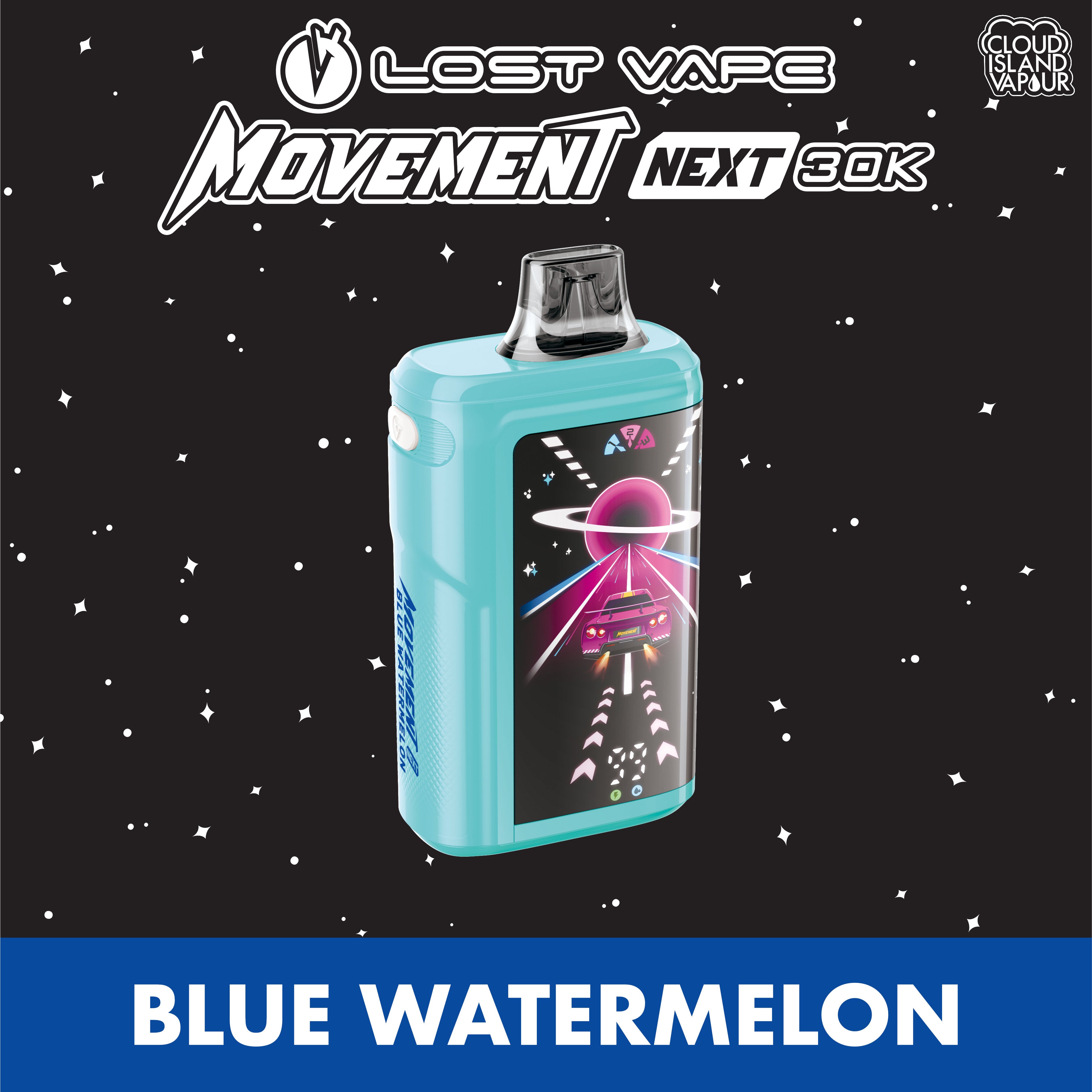 Lost Vape Movement Next 30K Disposable Vape - Blue Watermelon Cloud Island Vapour Lost Vape Movement Next 30K Disposable Vape - Blue Watermelon Cloud Island Vapour