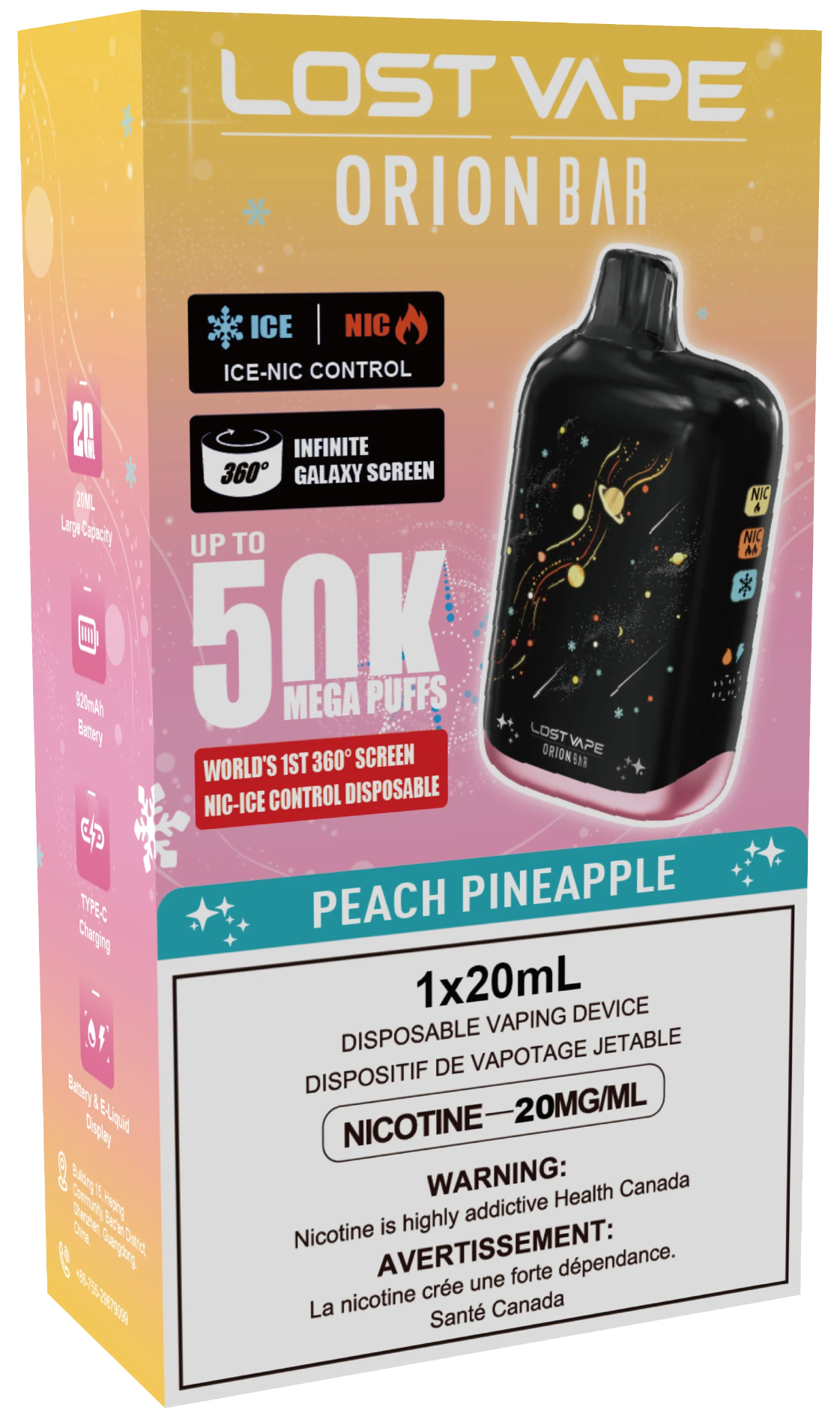 Lost Vape Orion Bar 50K Disposable Peach Pineapple