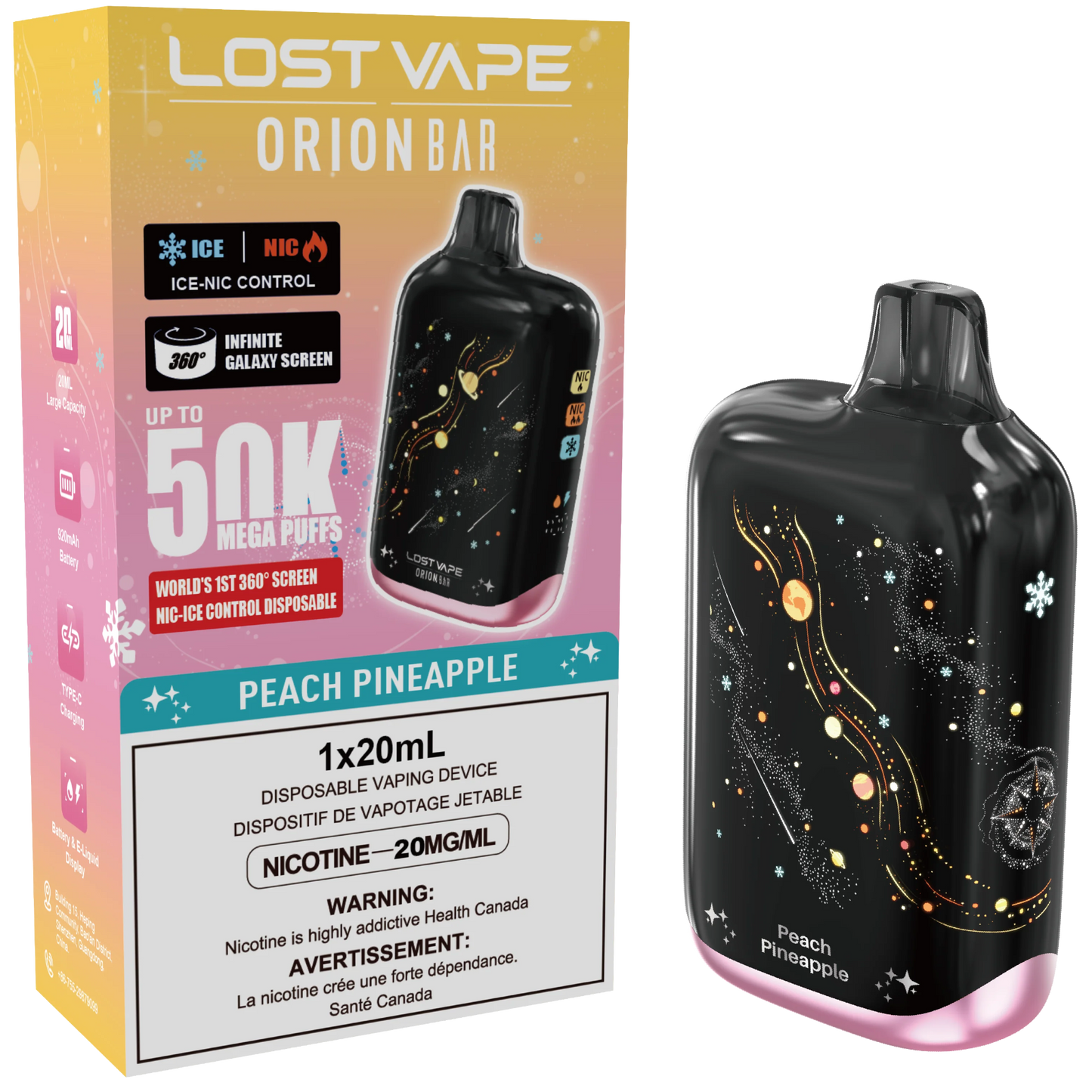 Lost Vape Orion Bar 50K Disposable Vape Peach Pineapple