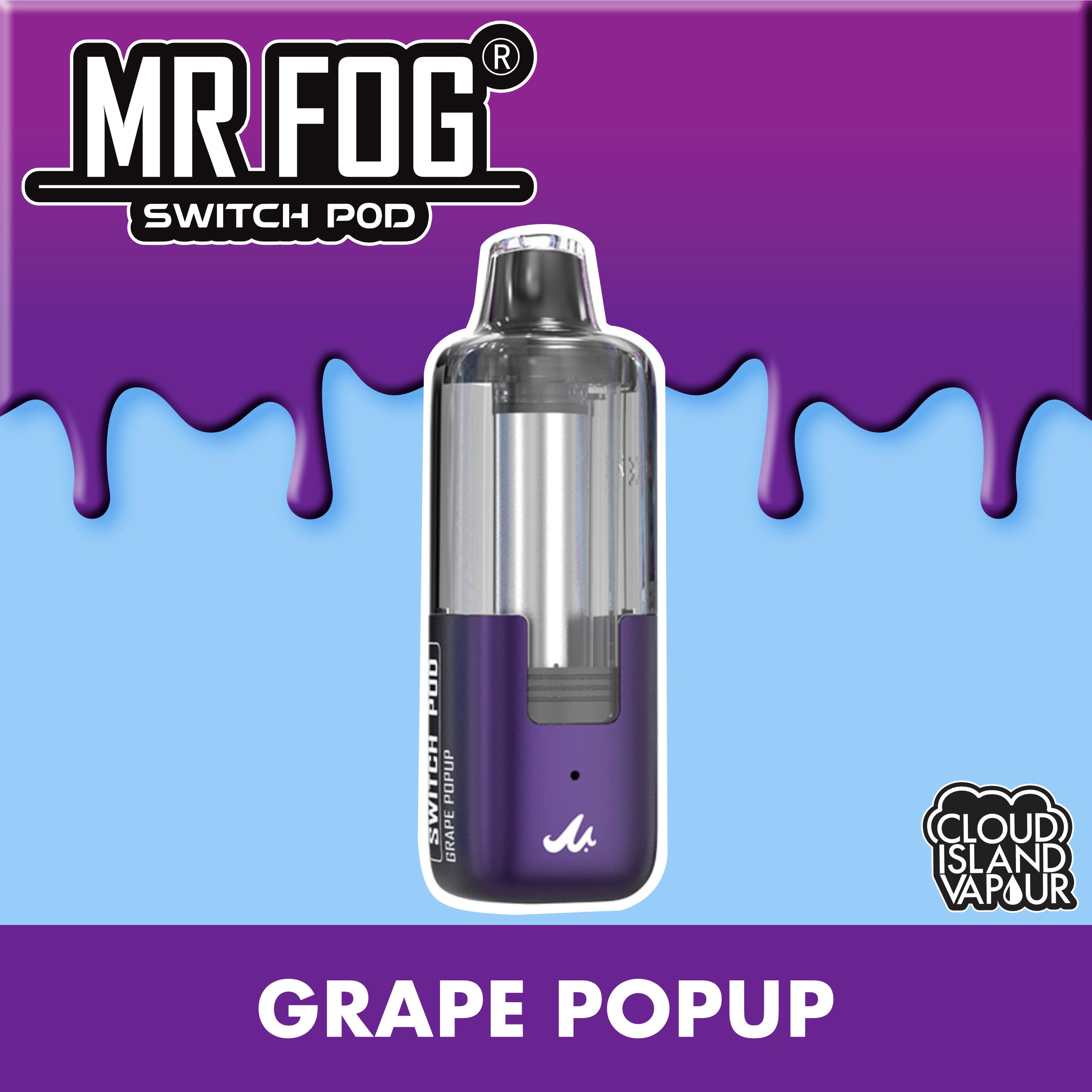 MR FOG SWITCH POD Pod Pack - Grape Popup Cloud Island Vapour MR FOG SWITCH POD Pod Pack - Grape Popup Cloud Island Vapour