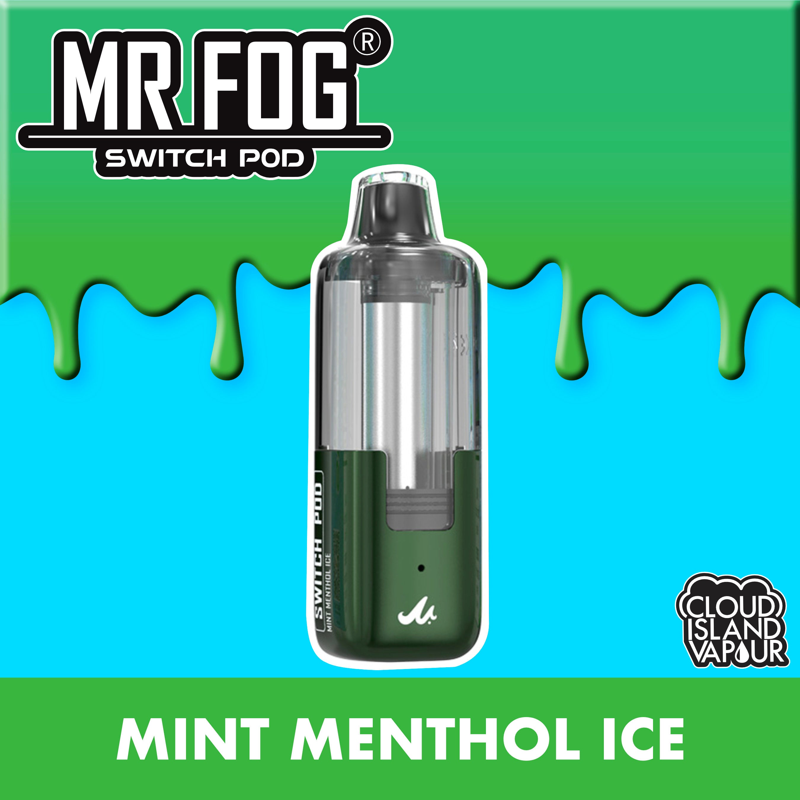 MR FOG SWITCH POD Pod Pack - Mint Menthol Ice Cloud Island Vapour MR FOG SWITCH POD Pod Pack - Mint Menthol Ice Cloud Island Vapour