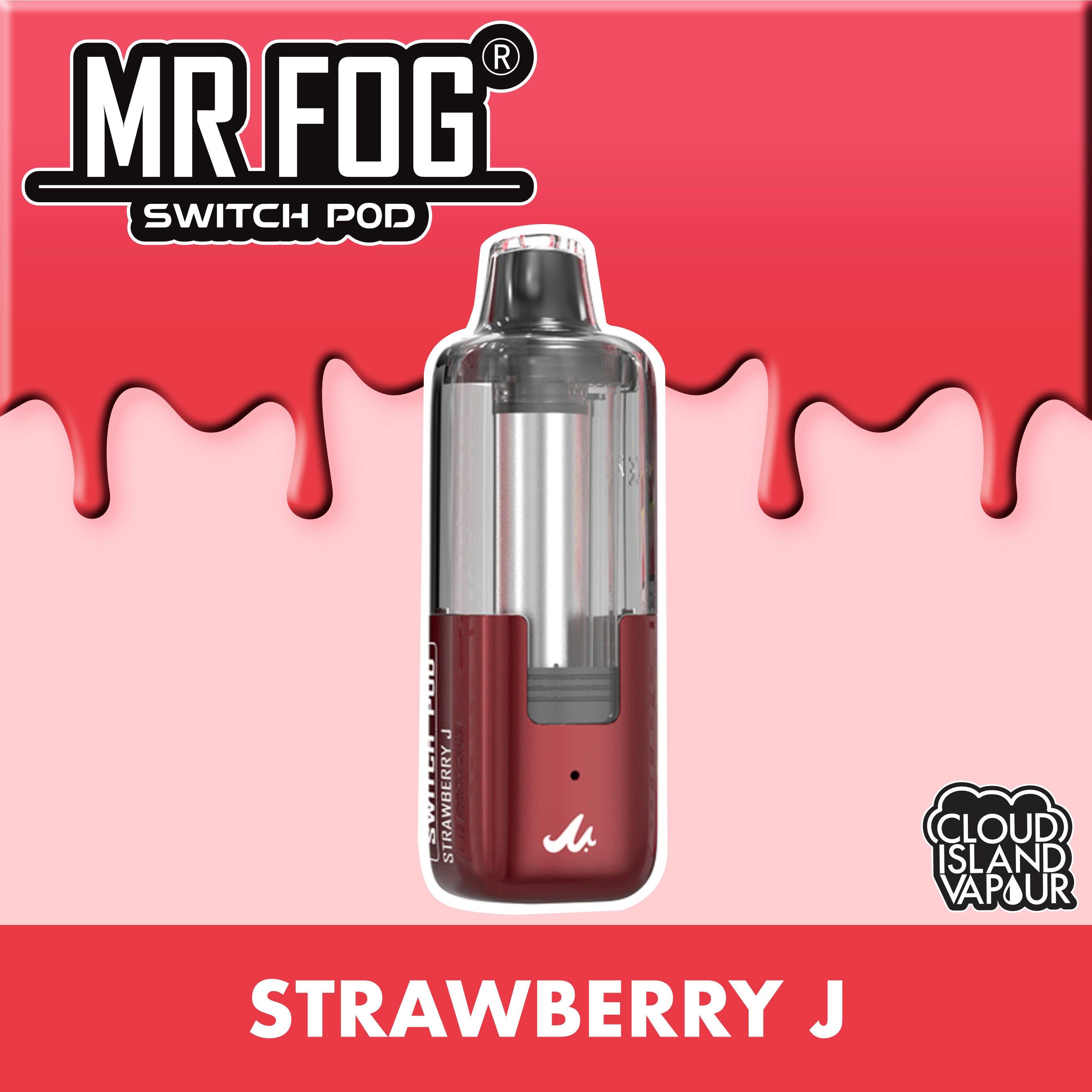 MR FOG SWITCH POD Pod Pack - Strawberry J Cloud Island Vapour MR FOG SWITCH POD Pod Pack - Strawberry J Cloud Island Vapour