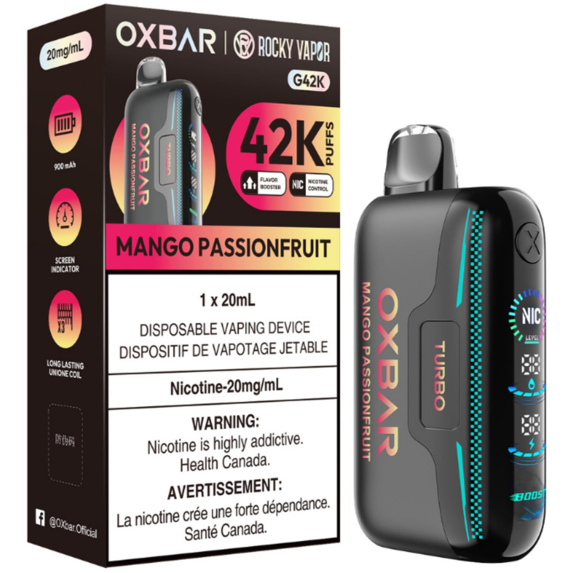 Mango Passionfruit ROCKY VAPOR OXBAR G42K