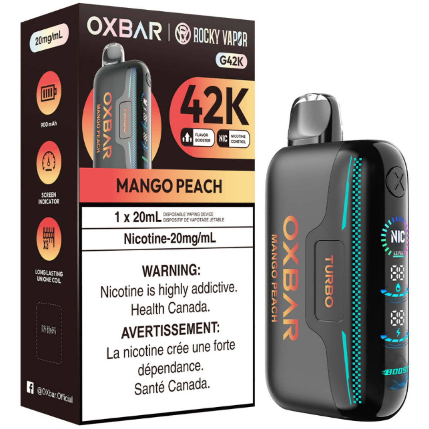 Mango Peach ROCKY VAPOR OXBAR G42K