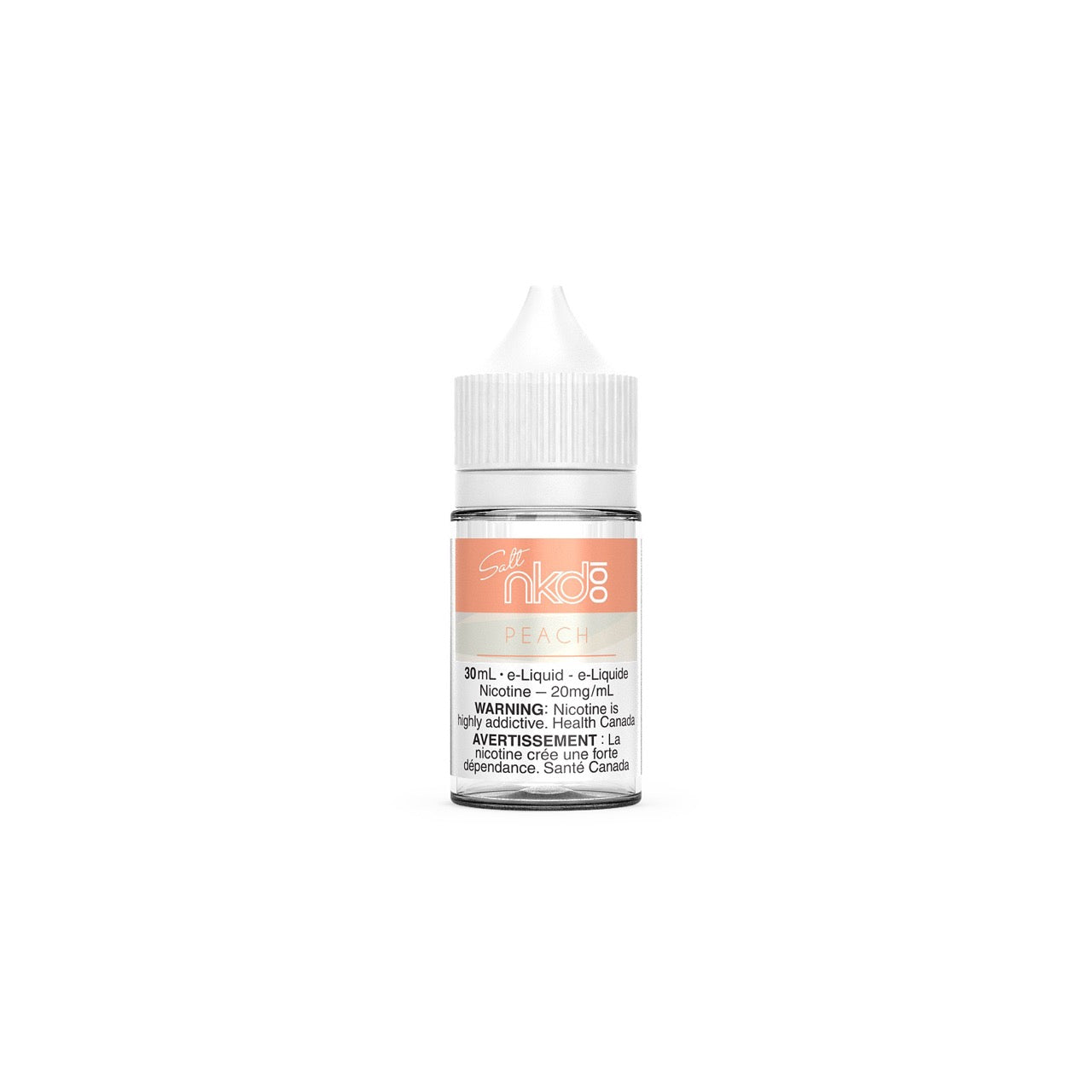 Naked 100 Salt Nic Ejuice 30ml bottle in the flavour Peach
