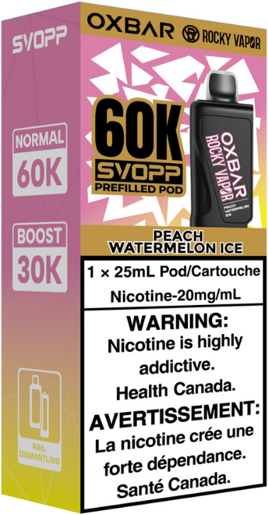 Peach Watermelon Ice Rocky Vapor Oxbar Svopp 60K