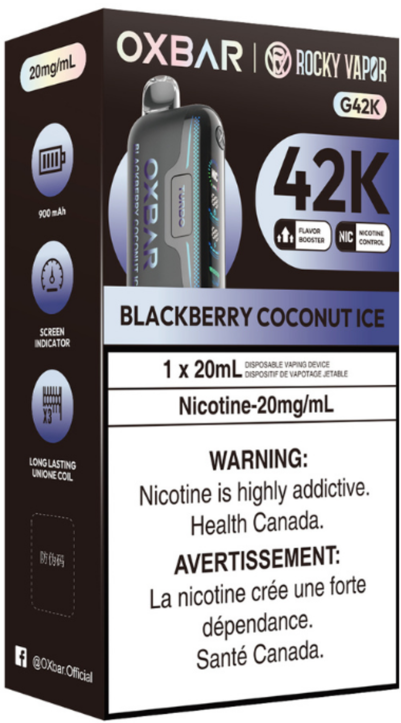 ROCKY VAPOR OXBAR G42K Disposable Blackberry Coconut Ice