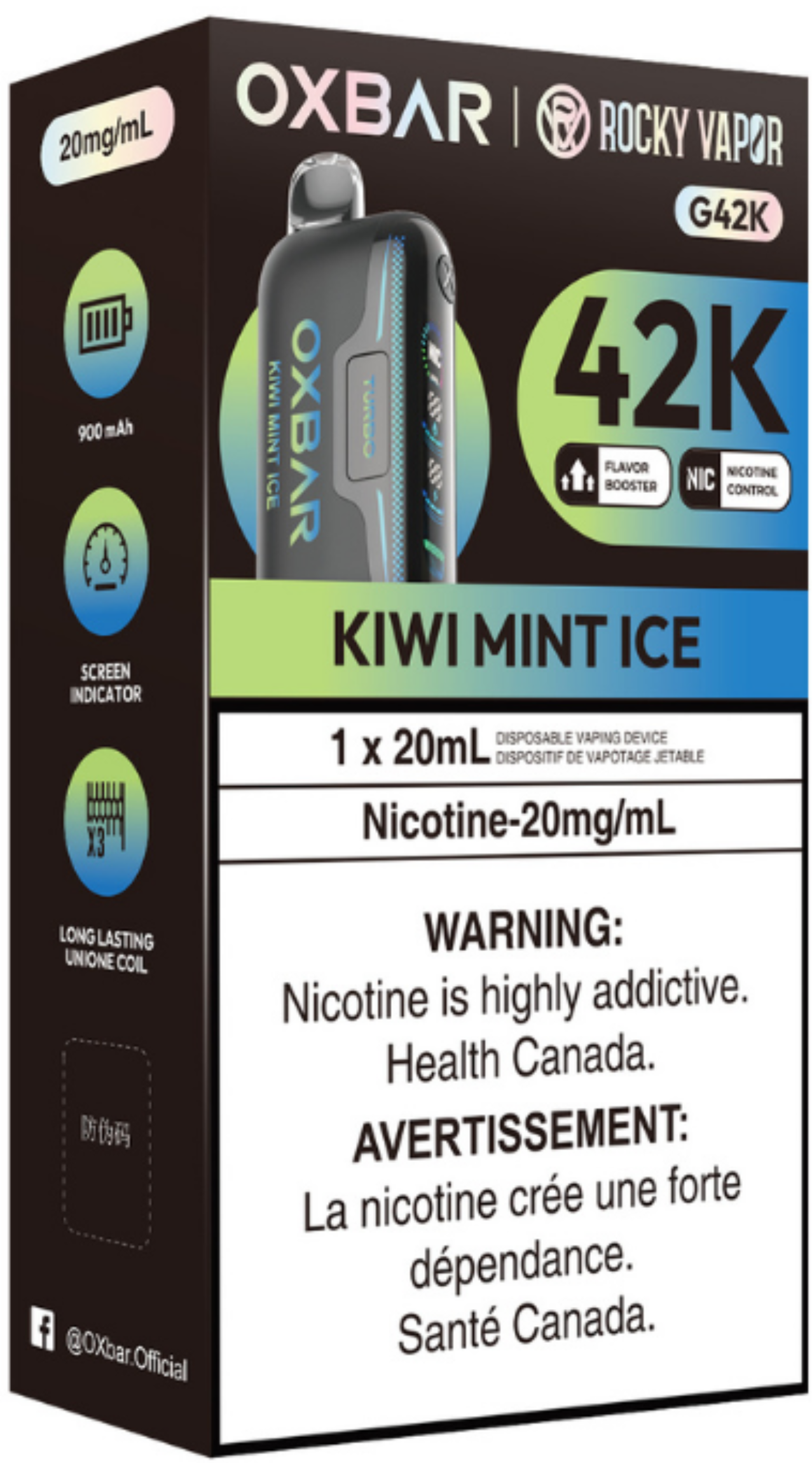 ROCKY VAPOR OXBAR G42K Disposable Kiwi Mint Ice