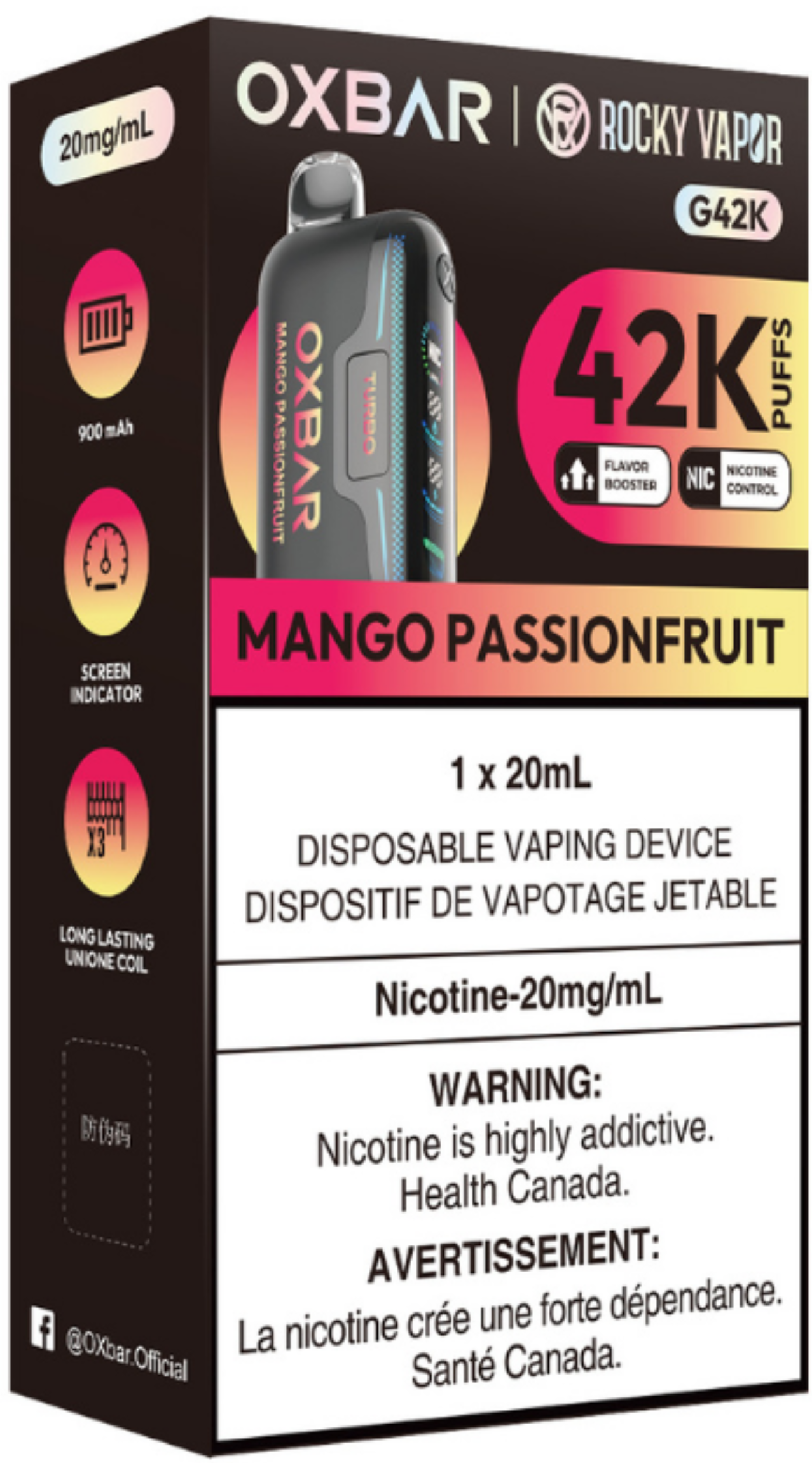 ROCKY VAPOR OXBAR G42K Disposable Mango Passionfruit