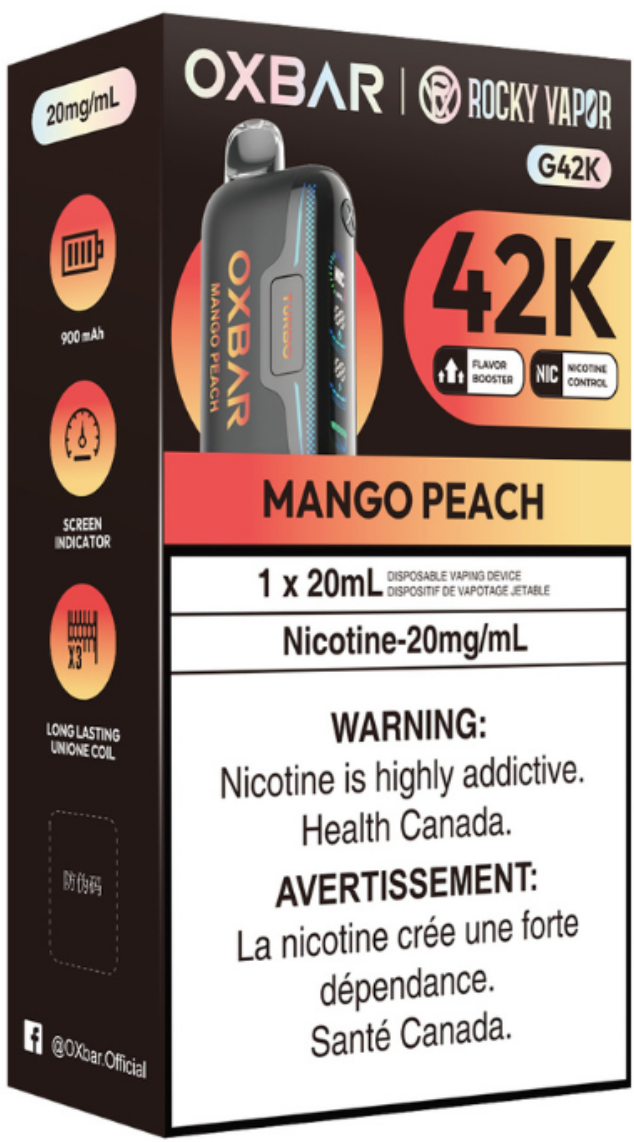 ROCKY VAPOR OXBAR G42K Disposable Mango Peach