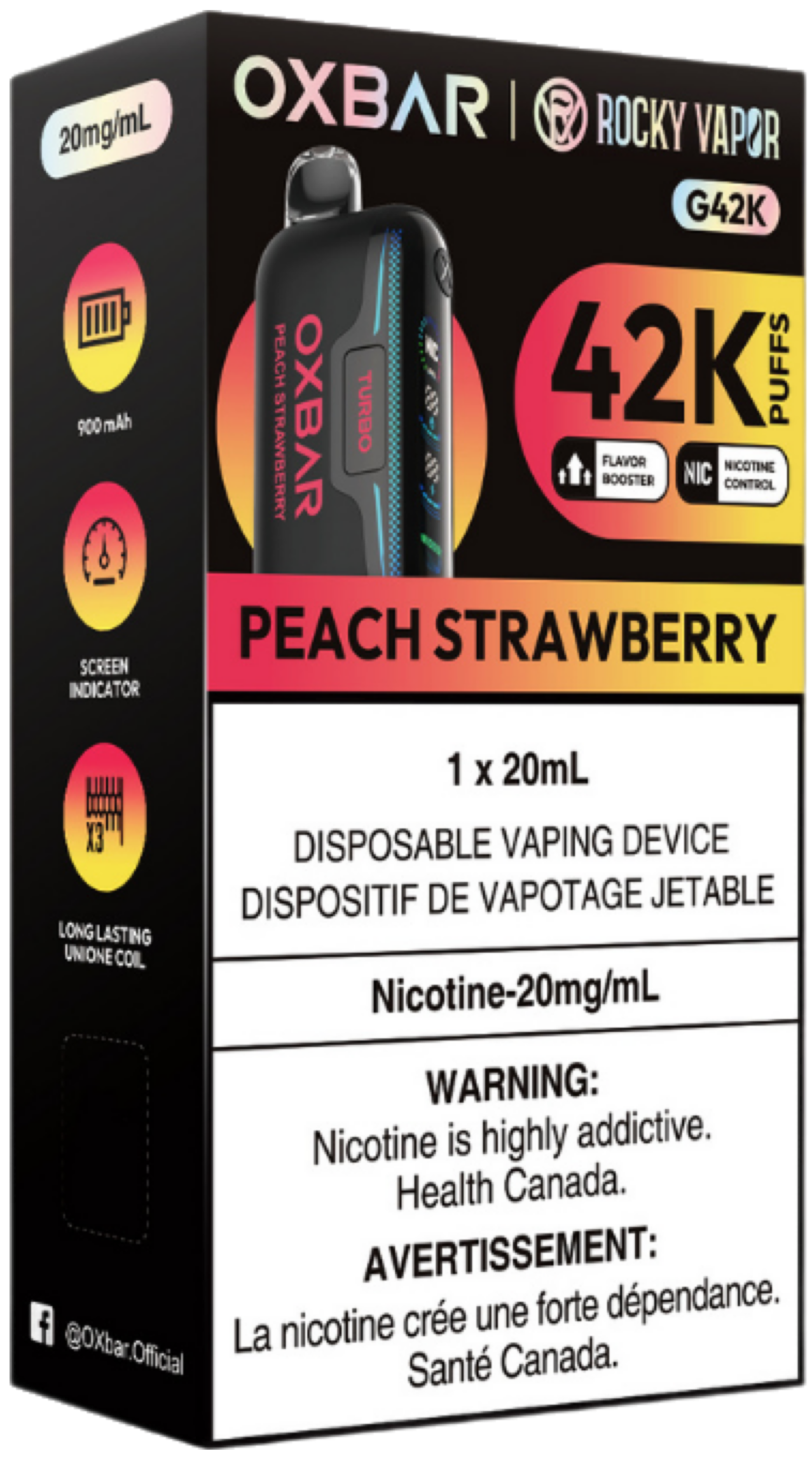 ROCKY VAPOR OXBAR G42K Disposable Peach Strawberry