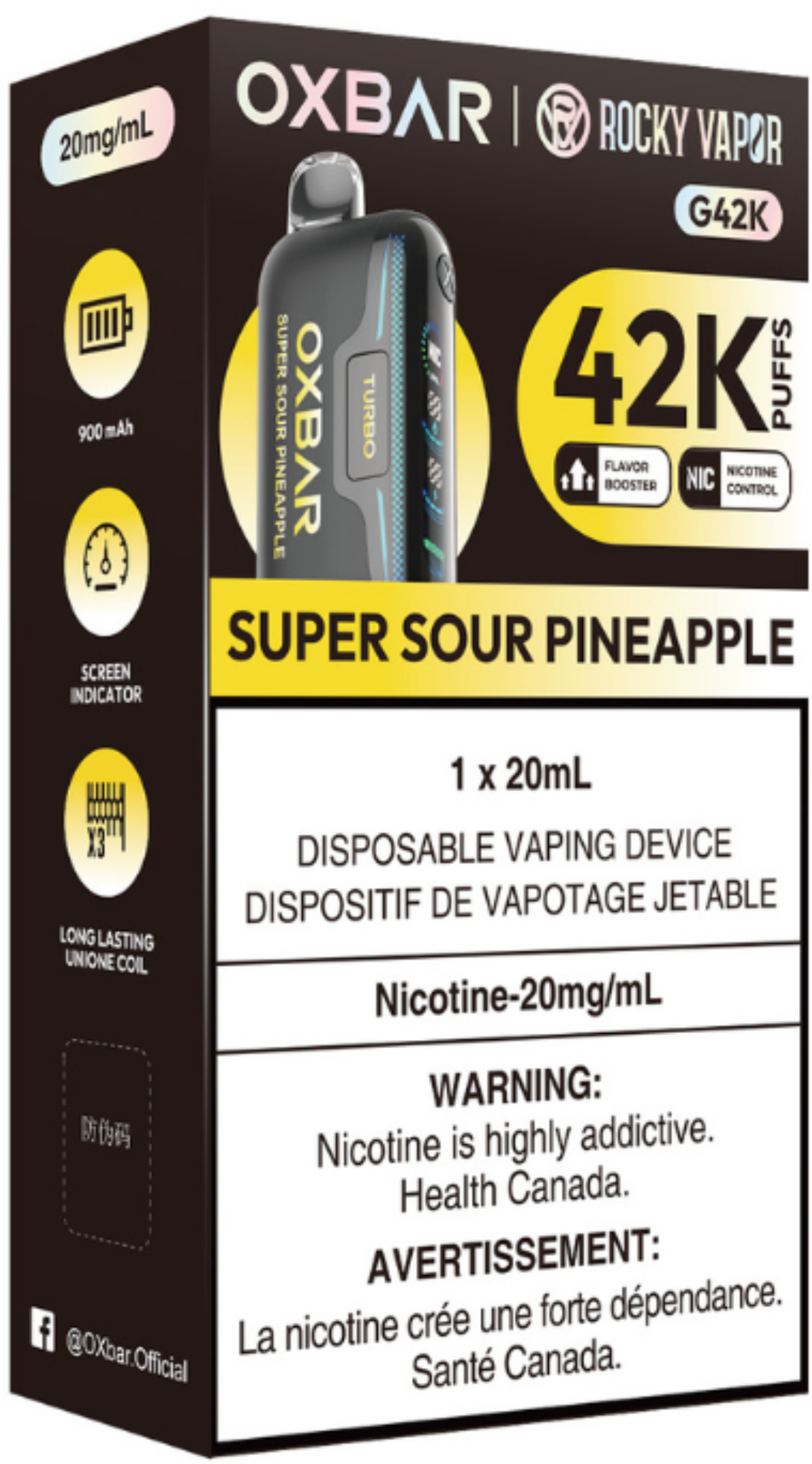 ROCKY VAPOR OXBAR G42K Disposable Super Sour Pineapple