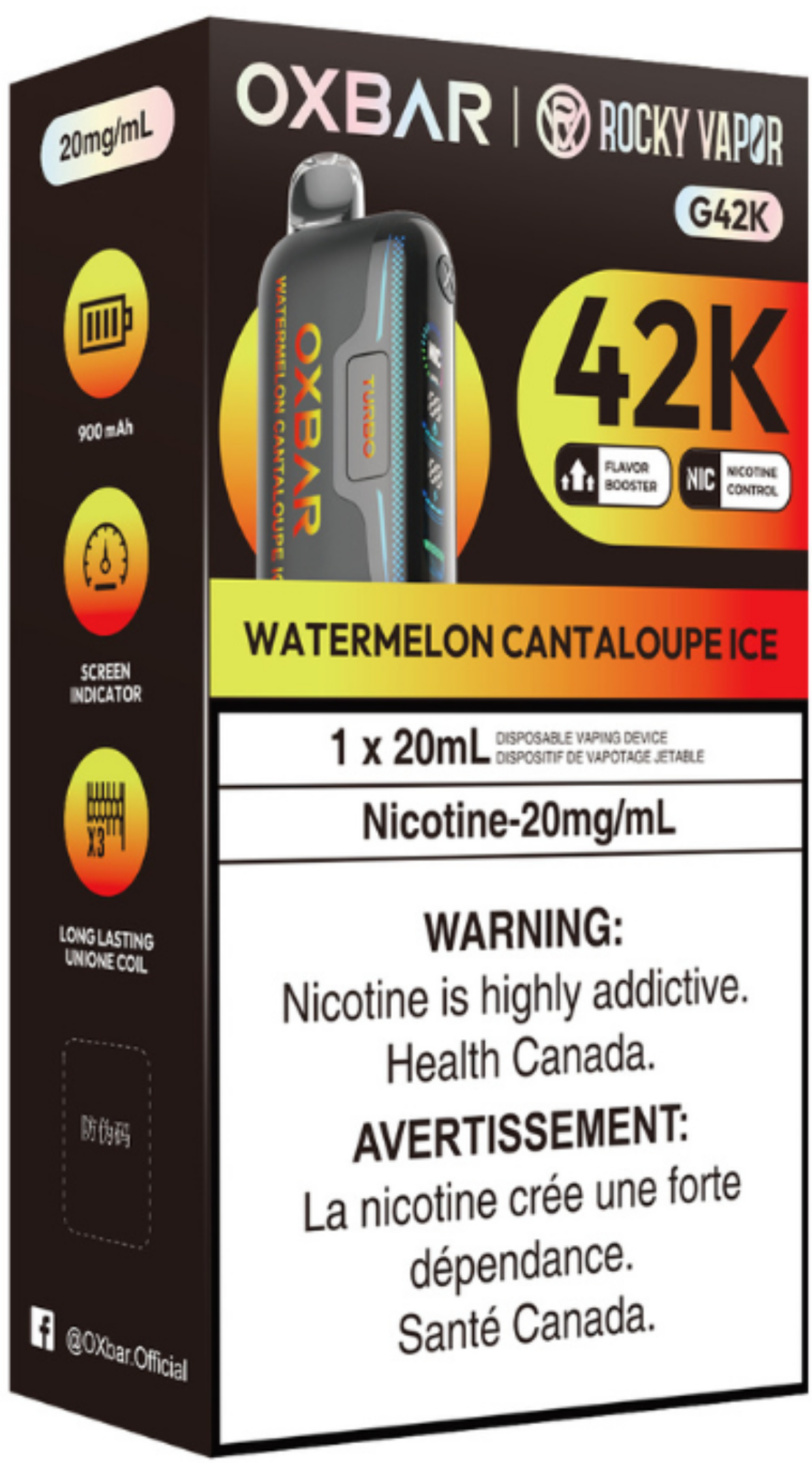 ROCKY VAPOR OXBAR G42K Disposable Watermelon Cantaloupe Ice