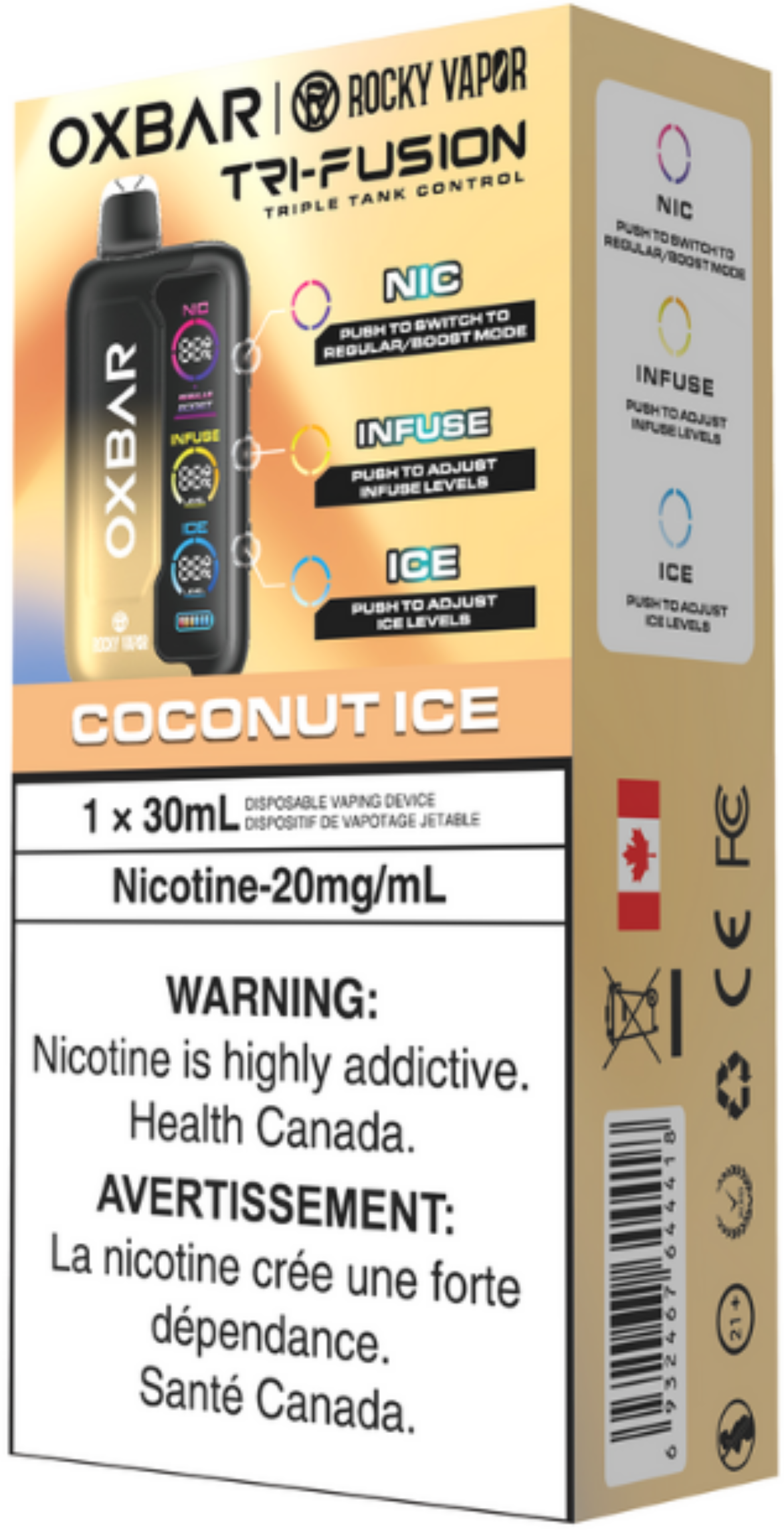 ROCKY VAPOR OXBAR TRI FUSION Disposable Coconut Ice