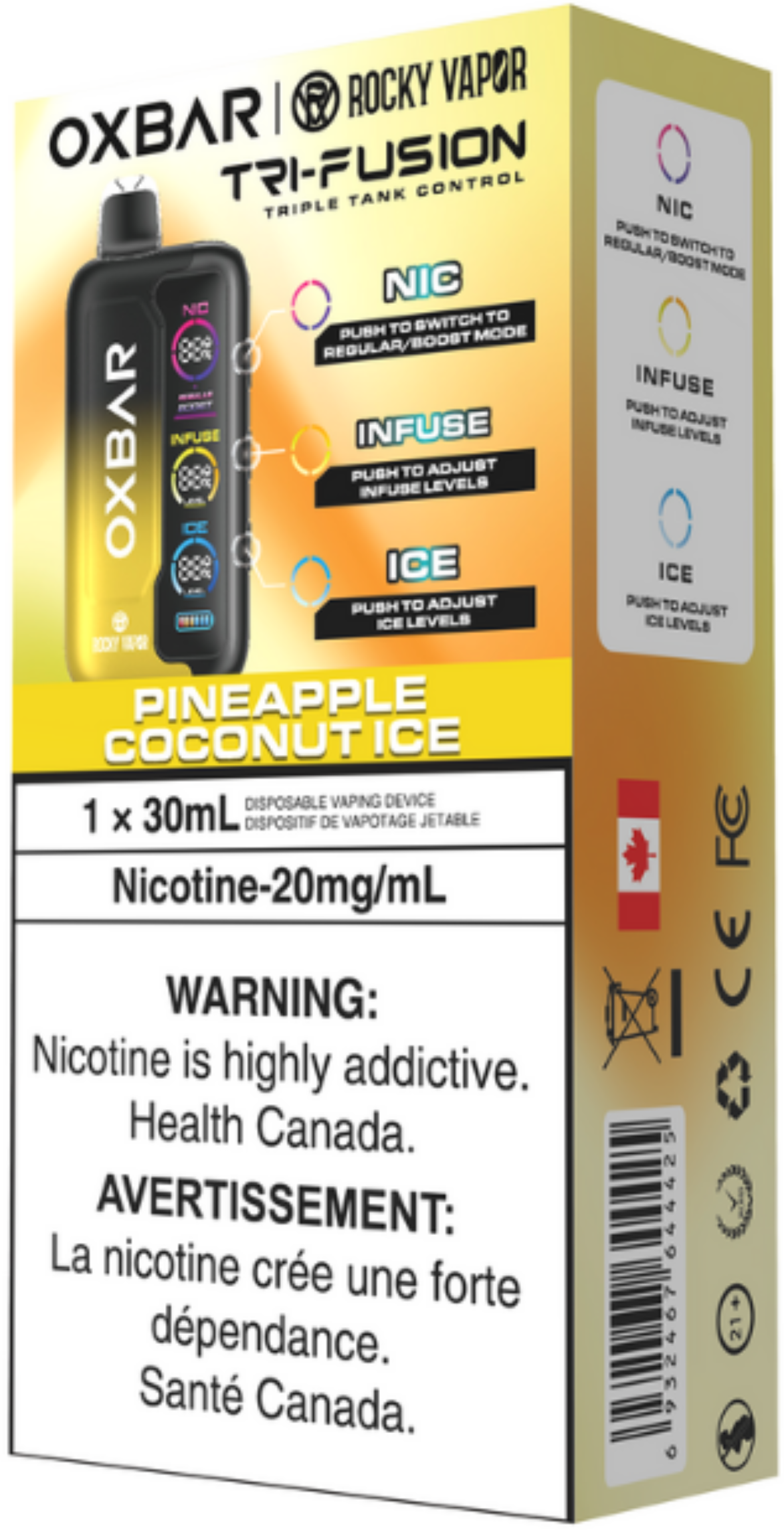 ROCKY VAPOR OXBAR TRI FUSION Disposable Pineapple Coconut Ice