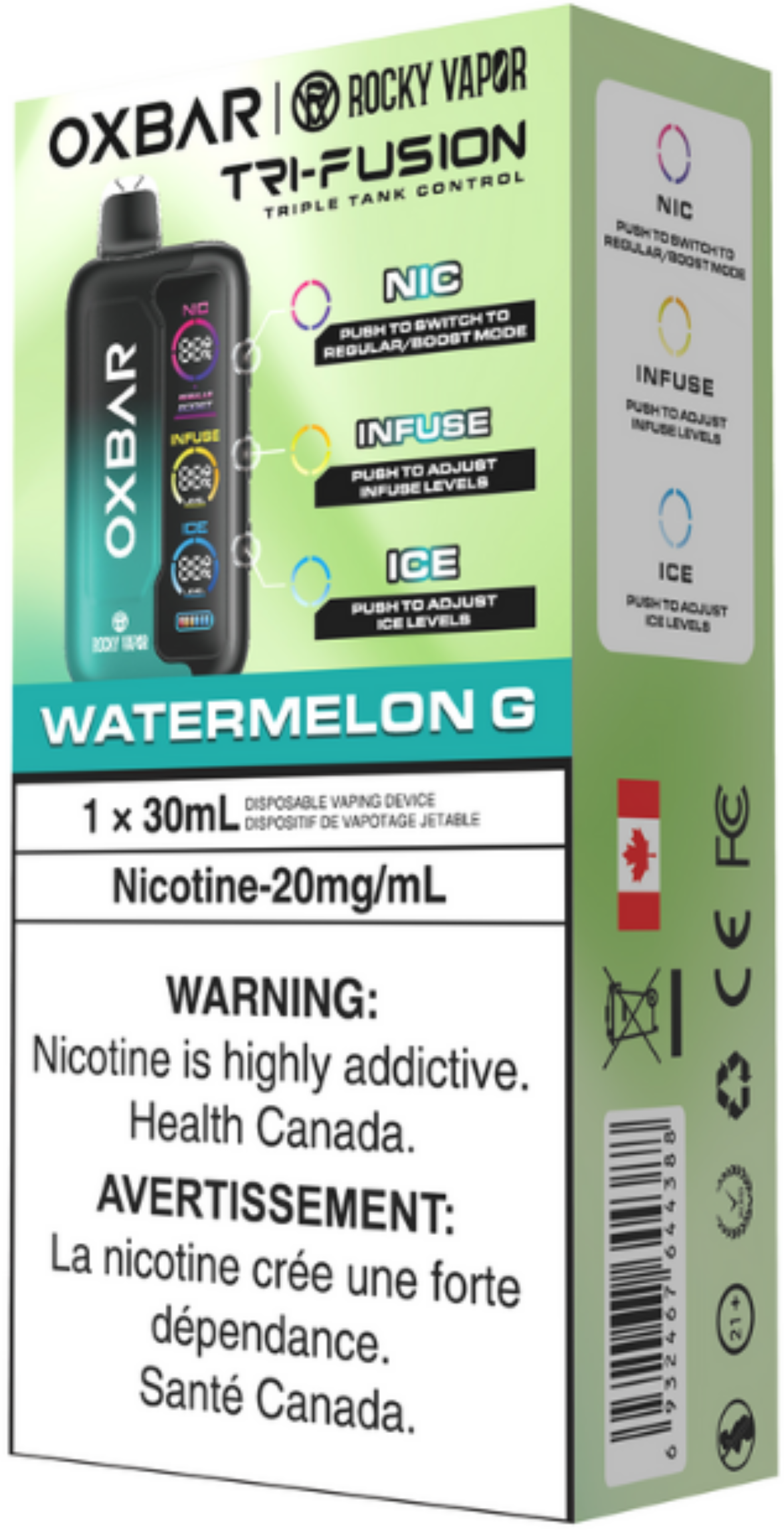 ROCKY VAPOR OXBAR TRI FUSION Disposable Watermelon G