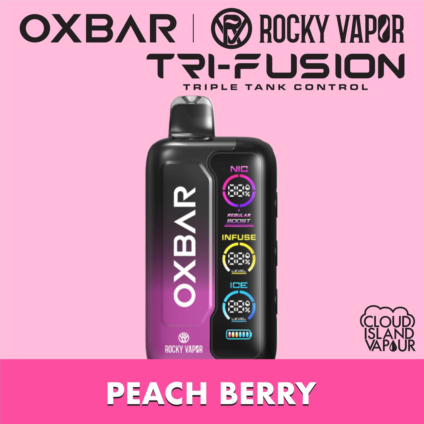 ROCKY VAPOR OXBAR TRI FUSION Peach Berry