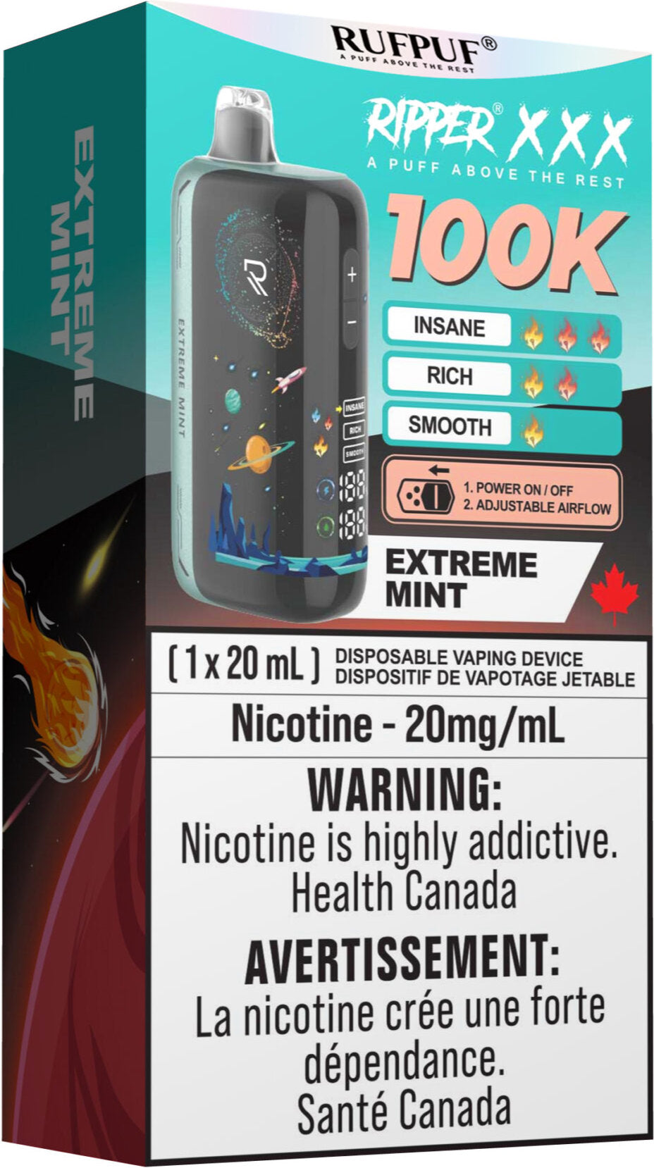 RUFPUF RIPPER XXX 100K Disposable Vape Extreme Mint