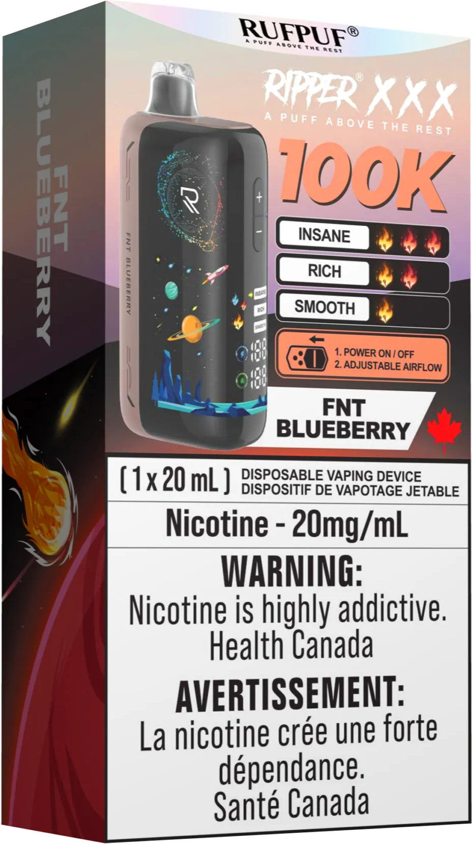 RUFPUF RIPPER XXX 100K Disposable Vape FNT Blueberry