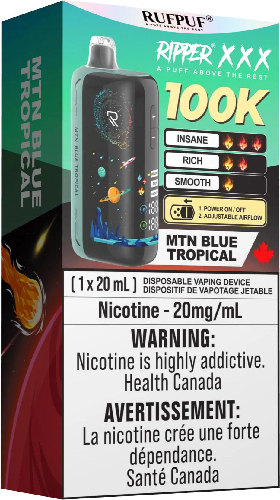 RUFPUF RIPPER XXX 100K Disposable Vape MTN Blue Tropical