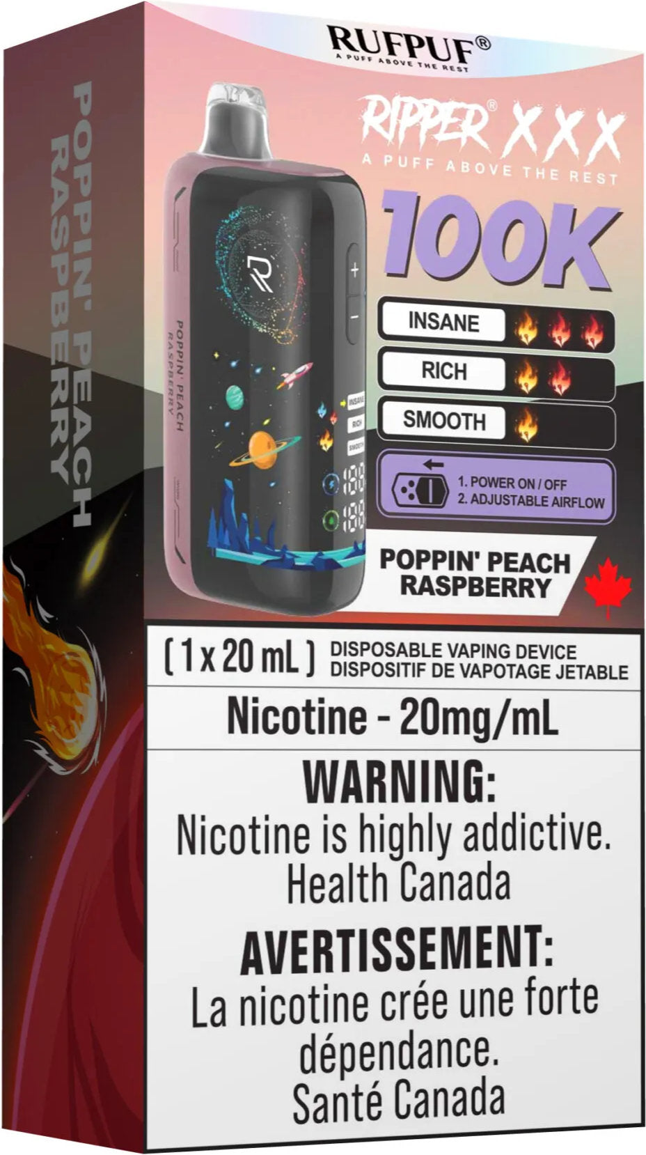 RUFPUF RIPPER XXX 100K Disposable Vape Poppin' Peach Raspberry