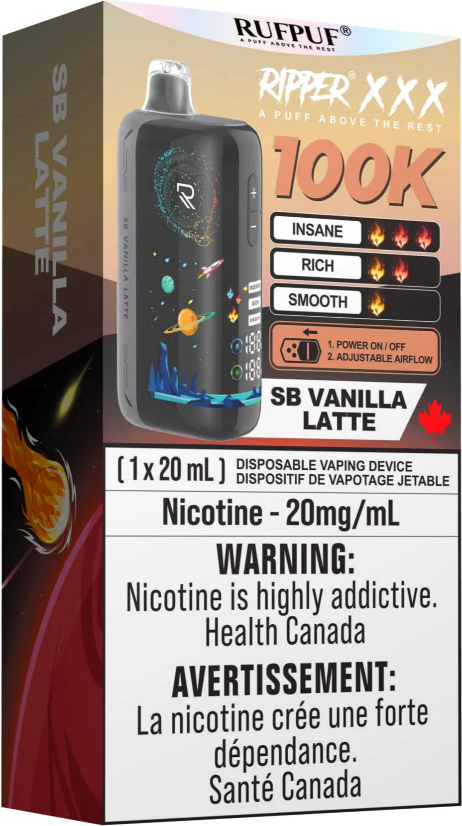 RUFPUF RIPPER XXX 100K Disposable Vape SB Vanilla Latte