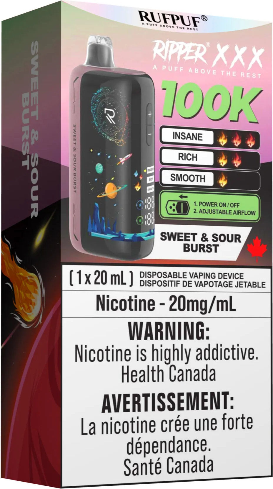 RUFPUF RIPPER XXX 100K Disposable Vape Sweet & Sour Burst
