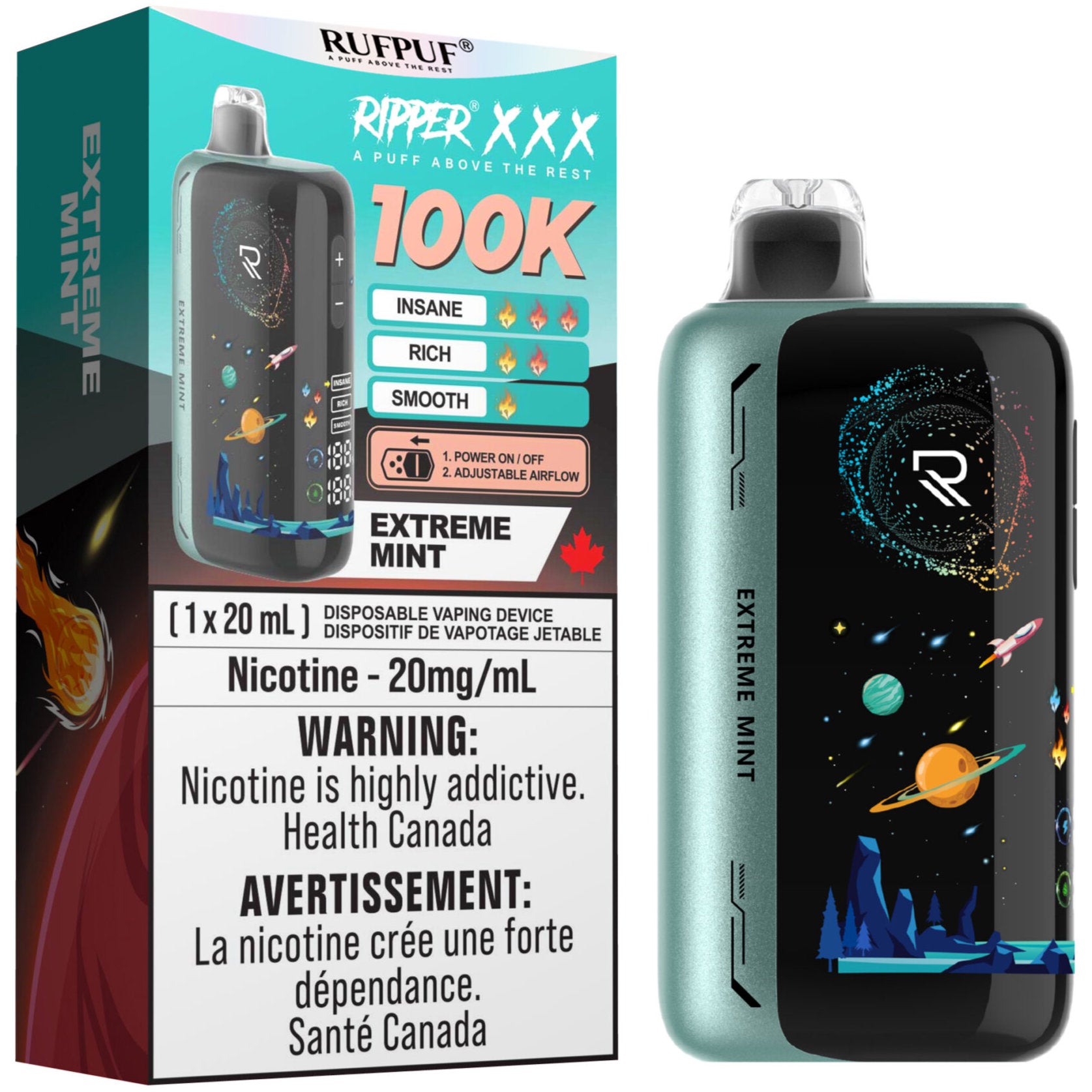 RUFPUF RIPPER XXX 100K Disposable Vape - Extreme Mint Cloud Island Vapour RUFPUF RIPPER XXX 100K Disposable Vape - Extreme Mint Cloud Island Vapour