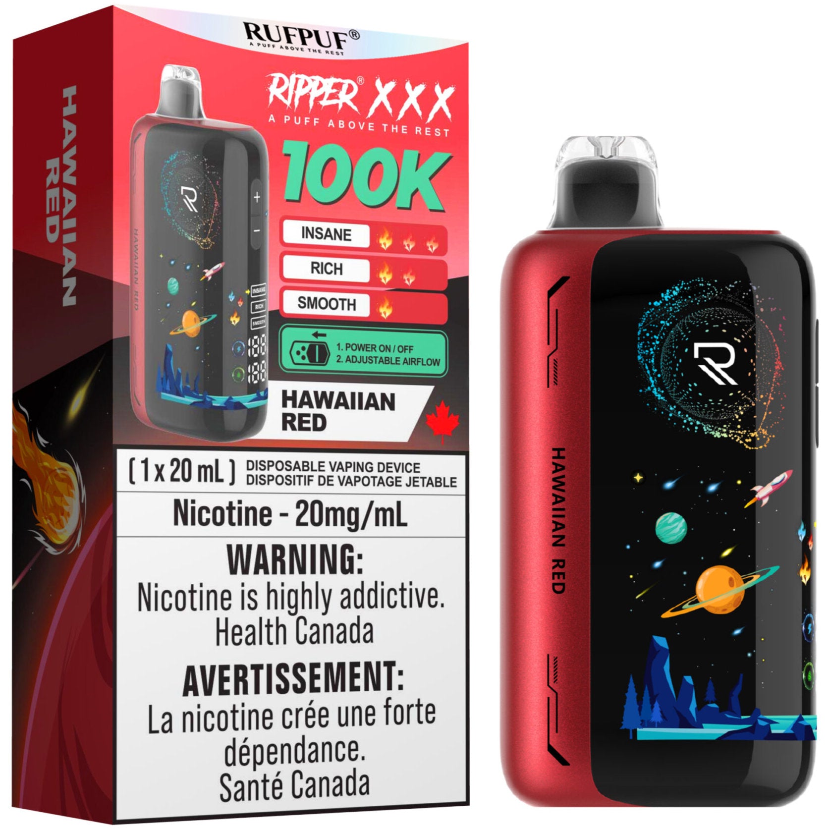 RUFPUF RIPPER XXX 100K Disposable Vape - Hawaiian Red Cloud Island Vapour RUFPUF RIPPER XXX 100K Disposable Vape - Hawaiian Red Cloud Island Vapour