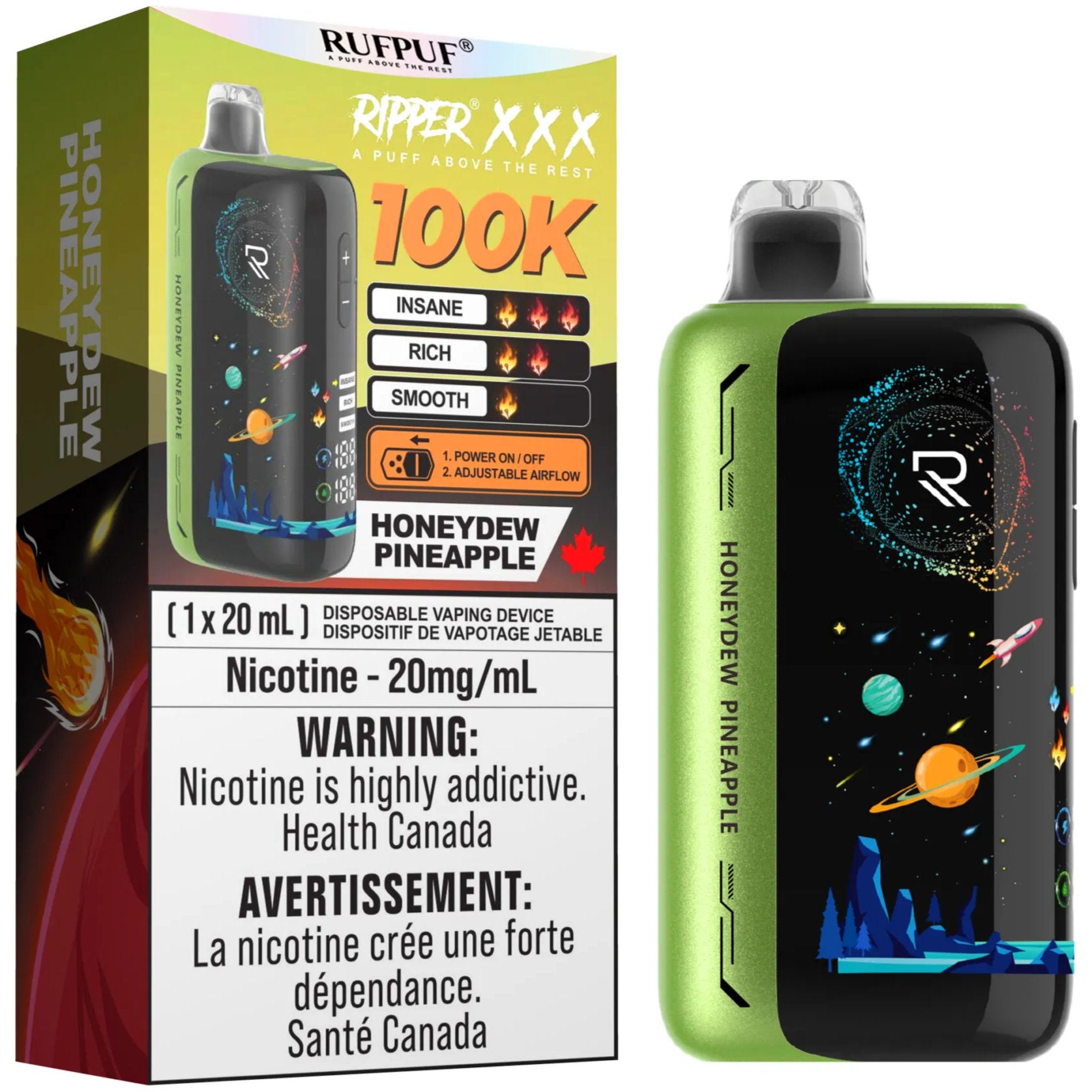 RUFPUF RIPPER XXX 100K Disposable Vape - Honeydew Pineapple Cloud Island Vapour RUFPUF RIPPER XXX 100K Disposable Vape - Honeydew Pineapple Cloud Island Vapour