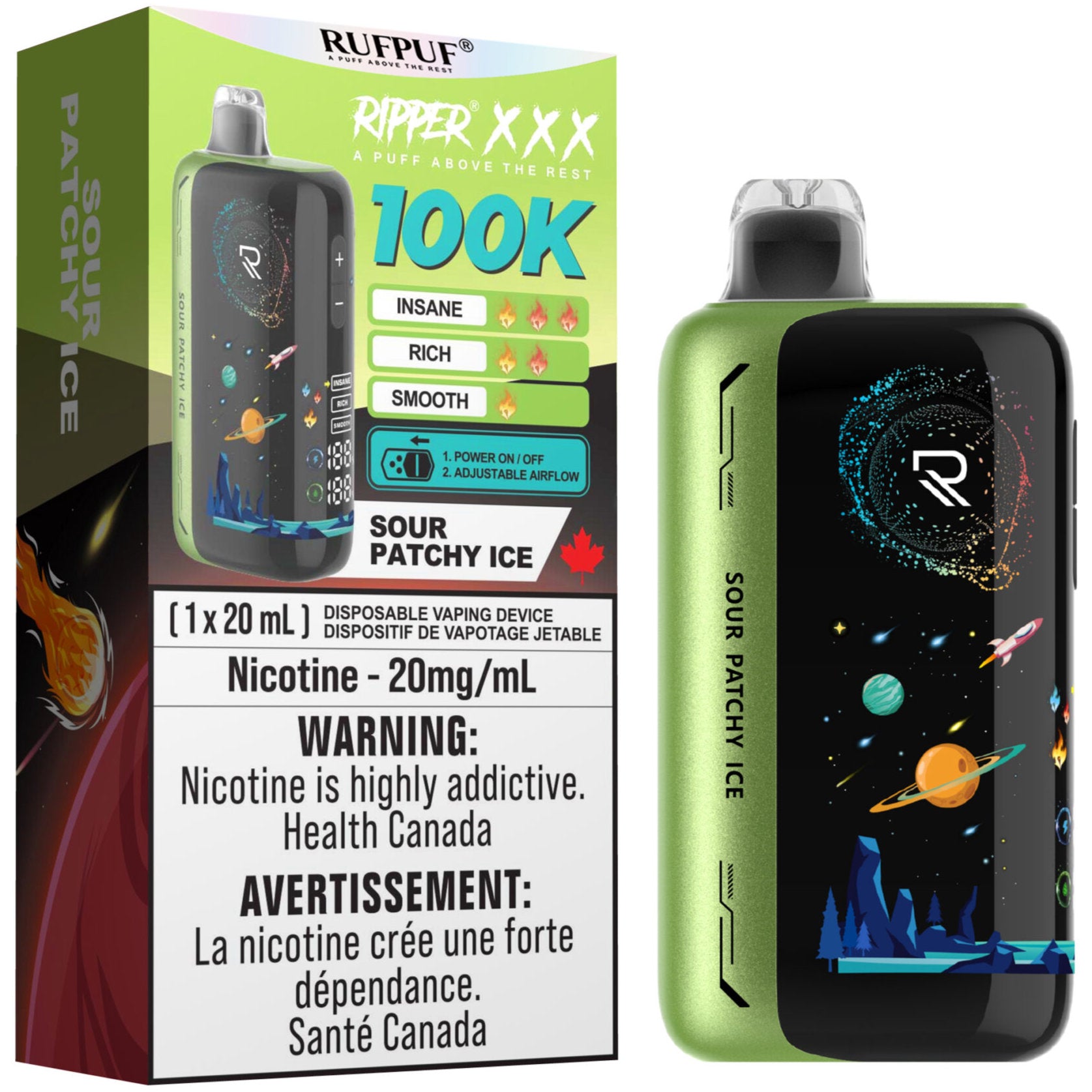 RUFPUF RIPPER XXX 100K Disposable Vape - Sour Patchy Ice – Cloud
