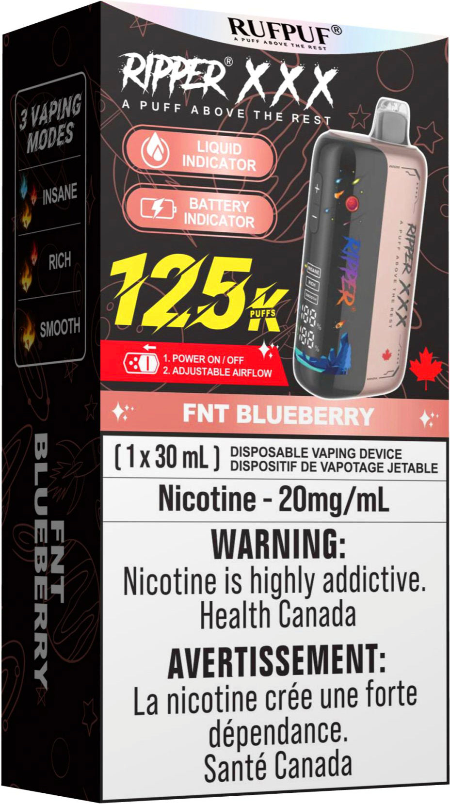RUFPUF RIPPER XXX 125K Disposable Vape FNT Blueberry
