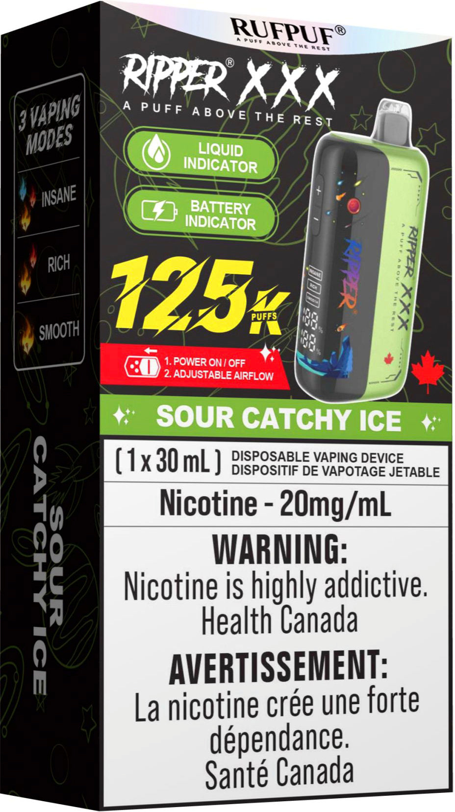 RUFPUF RIPPER XXX 125K Disposable Vape Sour Catchy Ice
