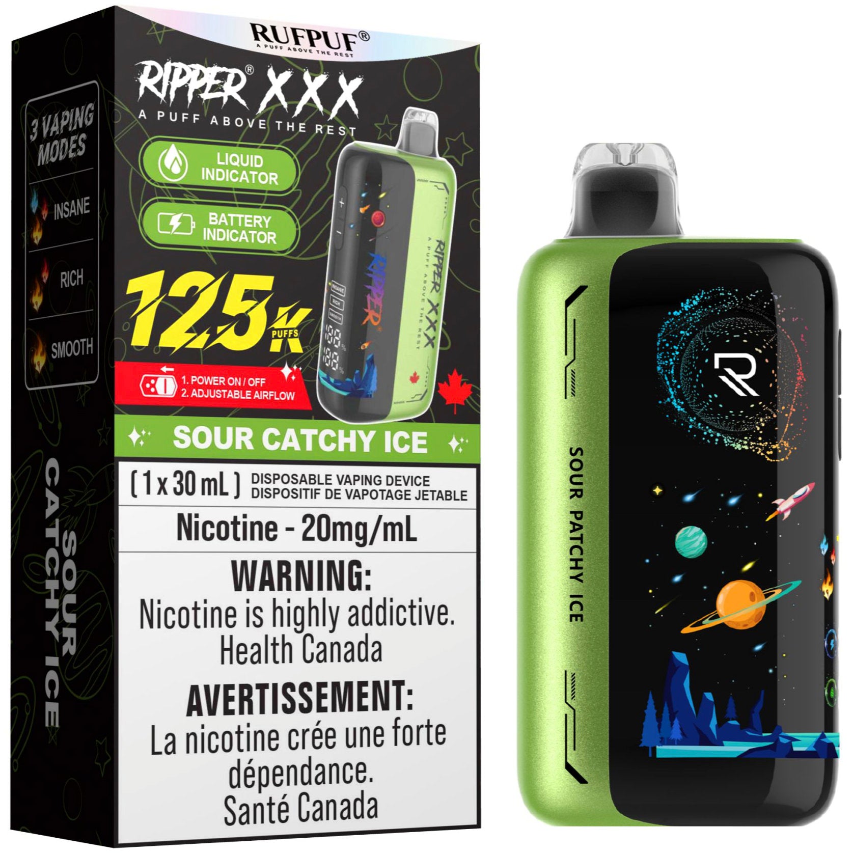 RUFPUF RIPPER XXX 125K Disposable Vape - Sour Catchy Ice – Cloud