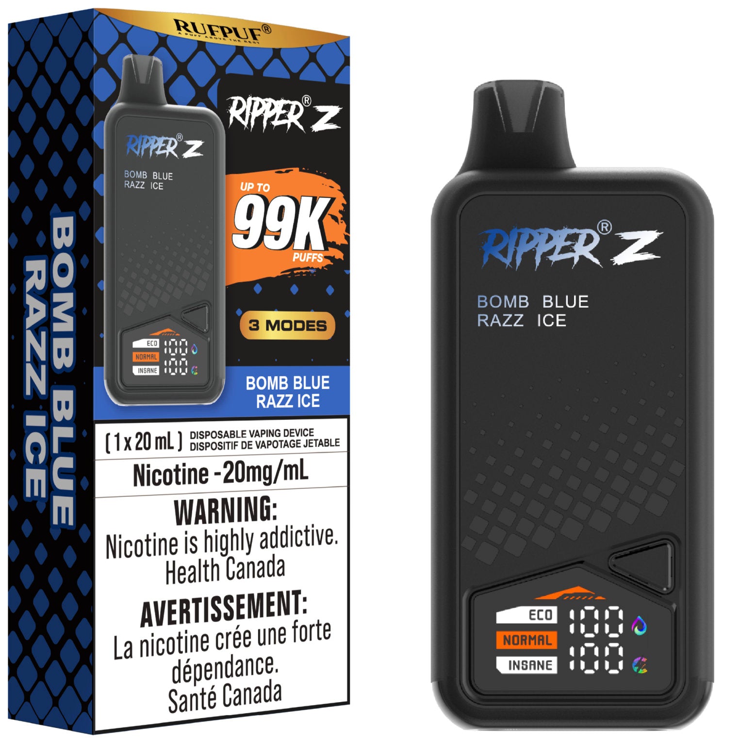 RUFPUF RIPPER Z 99K Disposable Vape - Bomb Blue Razz Ice Cloud Island Vapour RUFPUF RIPPER Z 99K Disposable Vape - Bomb Blue Razz Ice Cloud Island Vapour