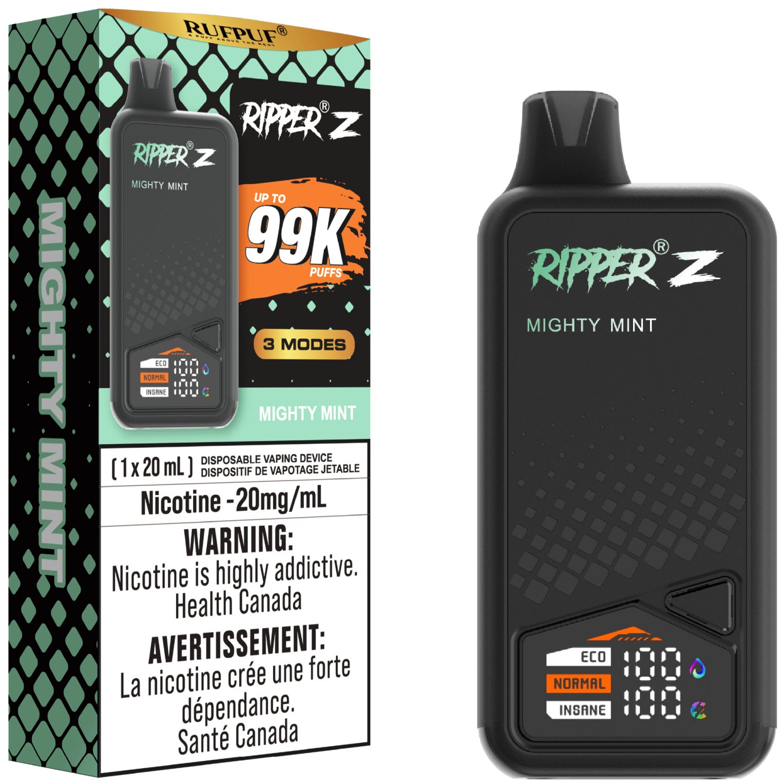 RUFPUF RIPPER Z 99K Disposable Vape - Mighty Mint Cloud Island Vapour RUFPUF RIPPER Z 99K Disposable Vape - Mighty Mint Cloud Island Vapour