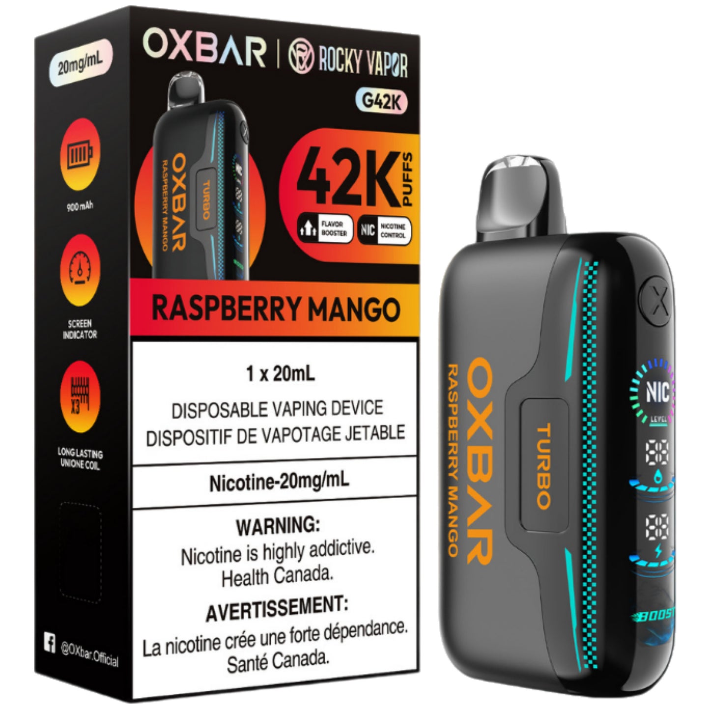 Raspberry Mango ROCKY VAPOR OXBAR G42K
