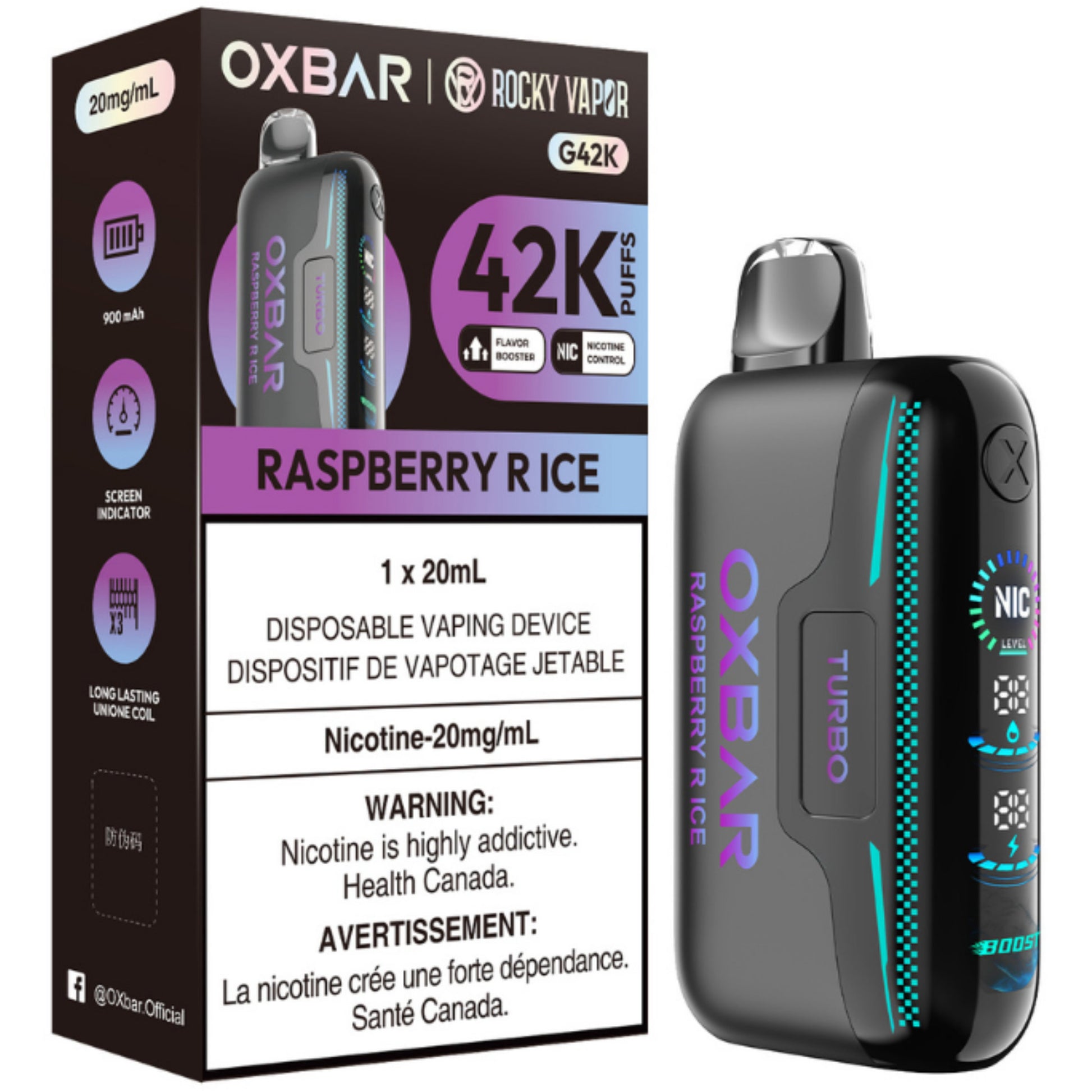 Raspberry R Ice ROCKY VAPOR OXBAR G42K